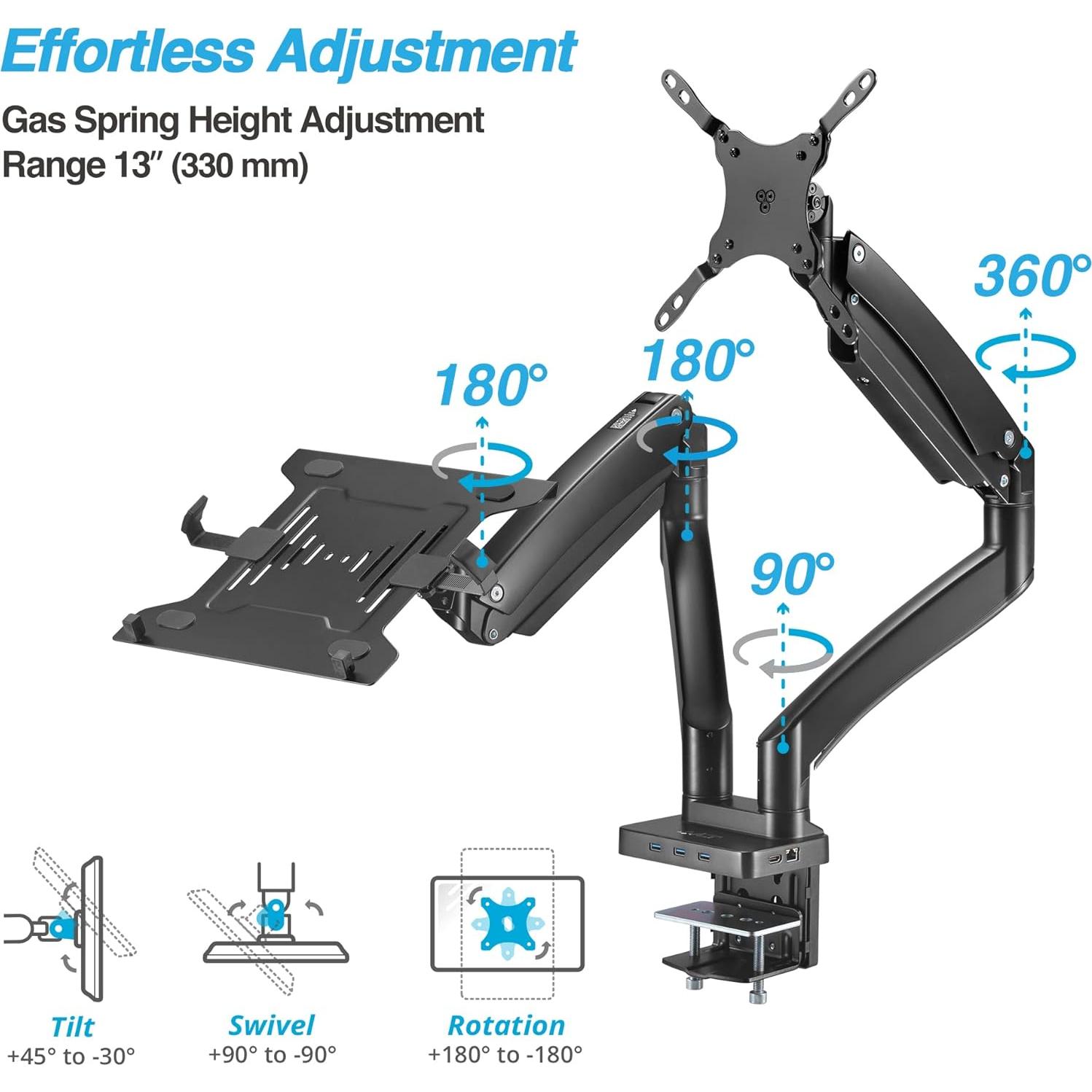 Soporte Doble para Monitor AVLT 17-43" + Dock USB-C 7 en 1
