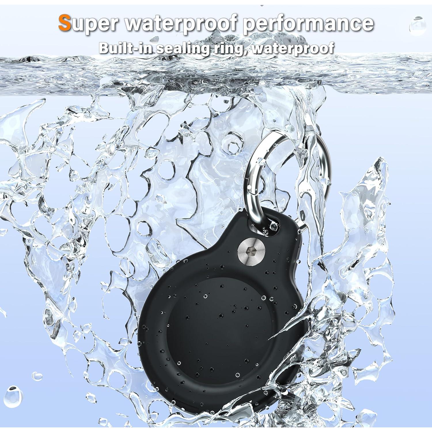 Funda Impermeable RFUNGUANGO para AirTag - Paquete de 4, Negra