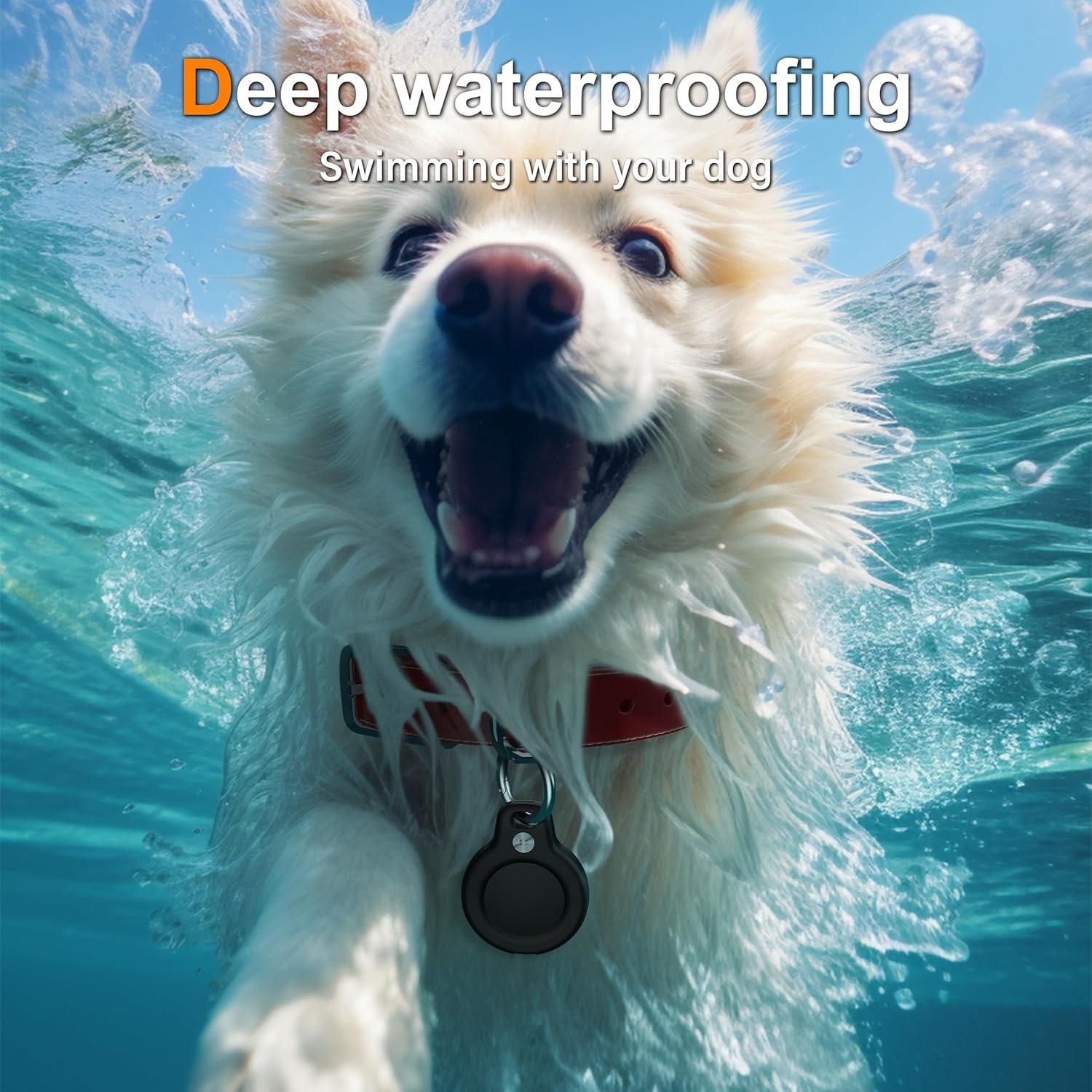 Funda Impermeable RFUNGUANGO para AirTag - Paquete de 4, Negra