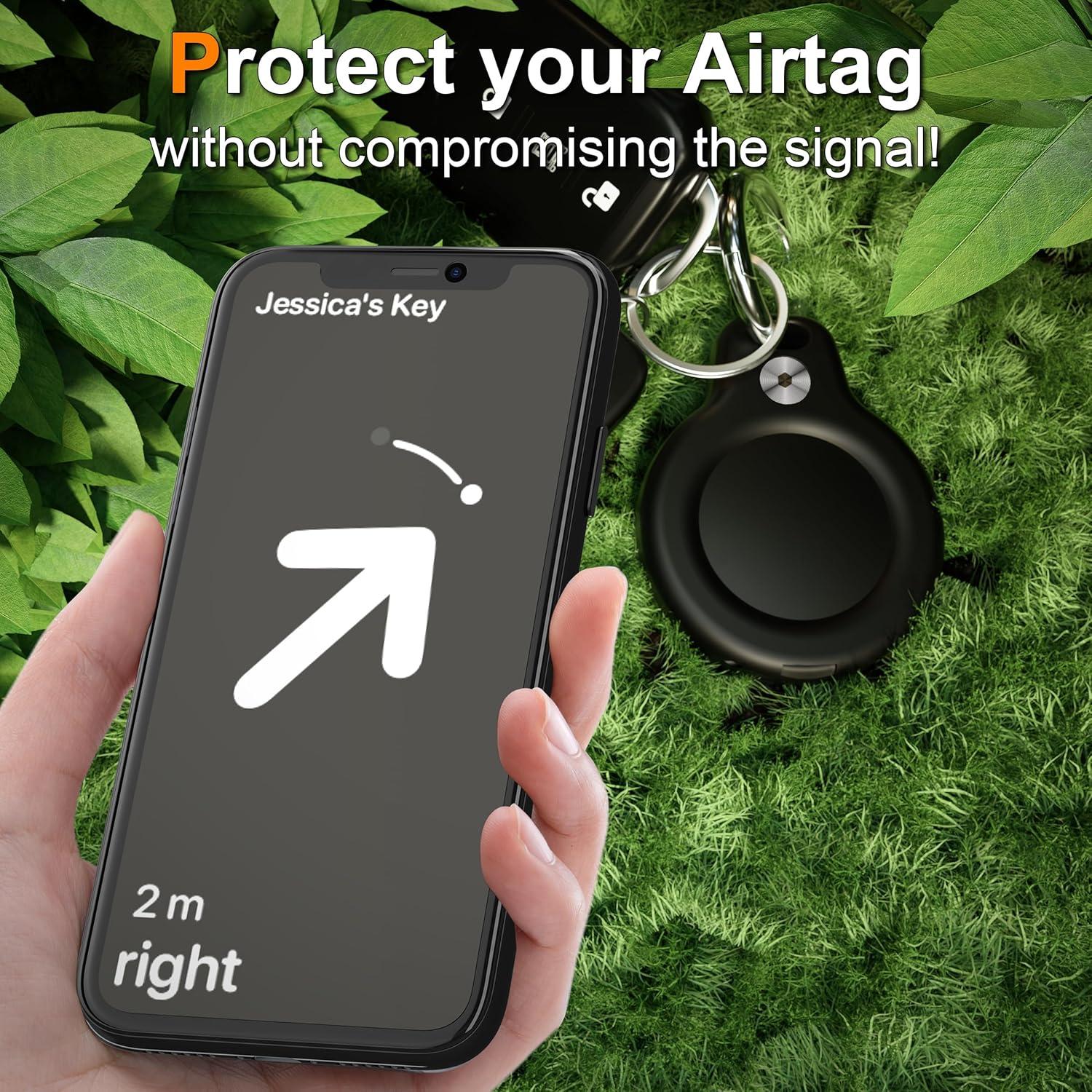 Funda Impermeable RFUNGUANGO para AirTag - Paquete de 4, Negra