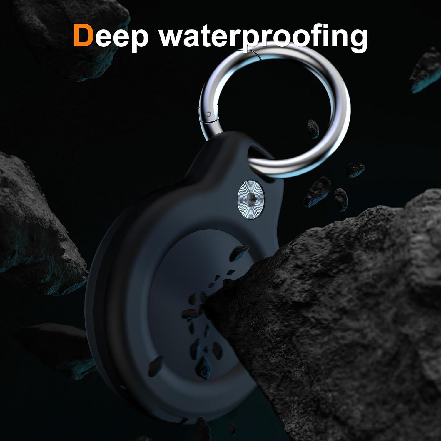 Funda Impermeable RFUNGUANGO para AirTag - Paquete de 4, Negra