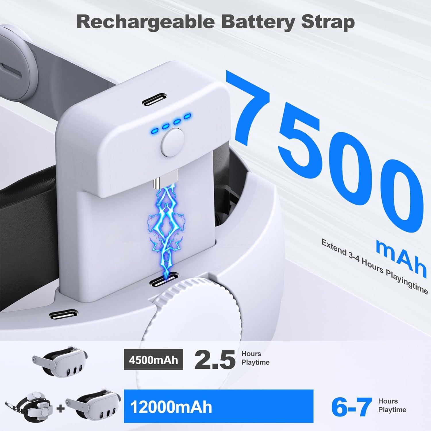 Correa de Cabeza Kawaye para Meta Quest 3/2 con Batería 7500mAh
