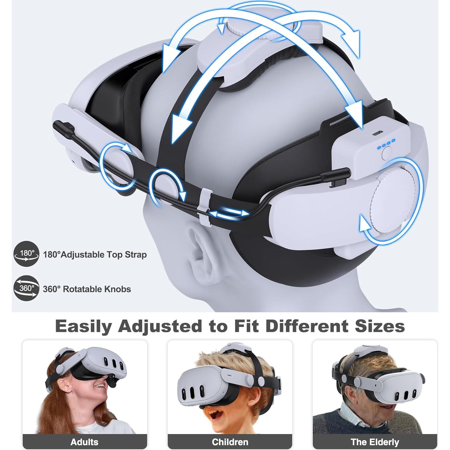 Correa de Cabeza Kawaye para Meta Quest 3/2 con Batería 7500mAh