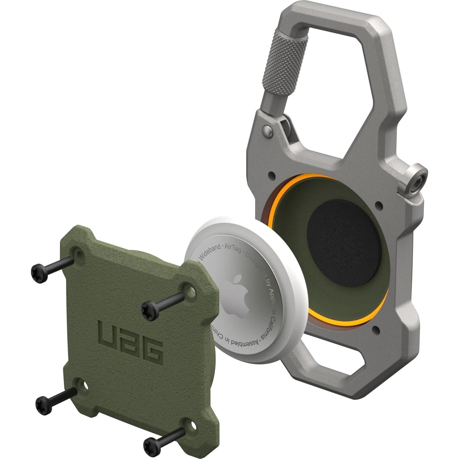 Estuche UAG Monarch para AirTag con abridor de botellas - Oliva Drab/Silver