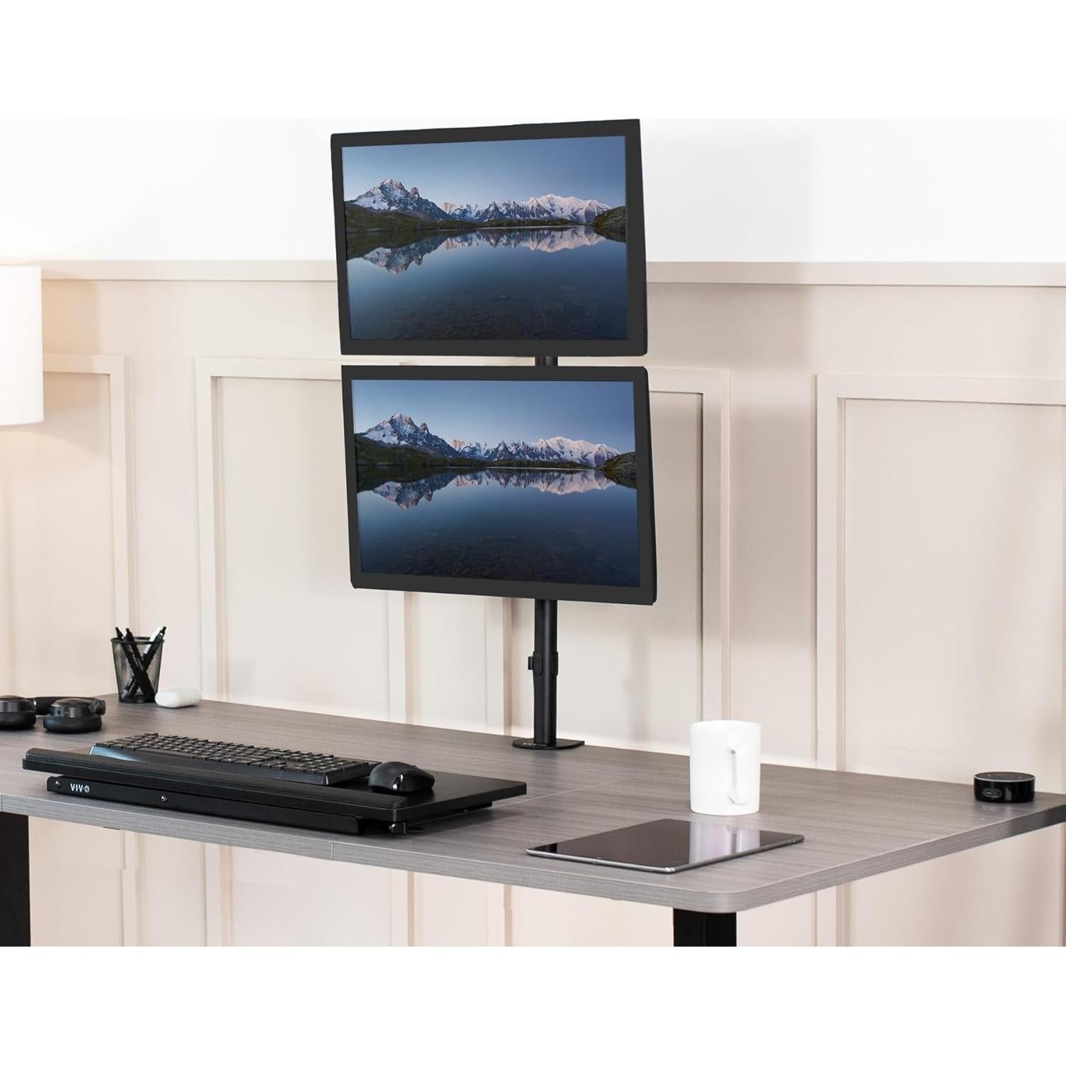 Soporte de Escritorio Doble VIVO STAND-V002T Ajustable Negro