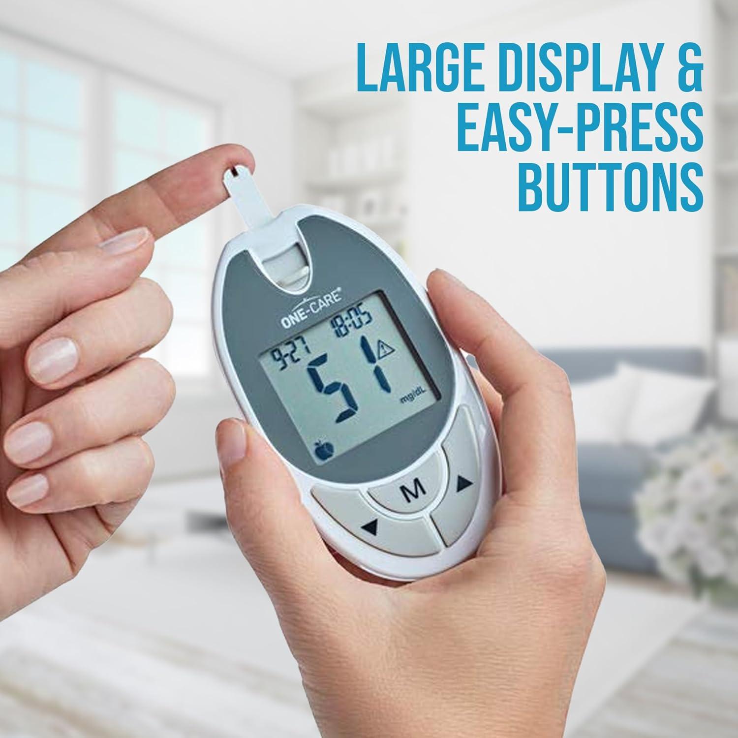 Kit de Monitoreo de Glucosa ONE-CARE con Glucometro y Tiras