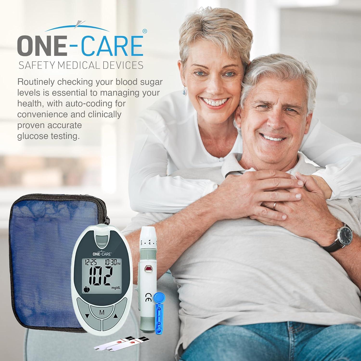 Kit de Monitoreo de Glucosa ONE-CARE con Glucometro y Tiras