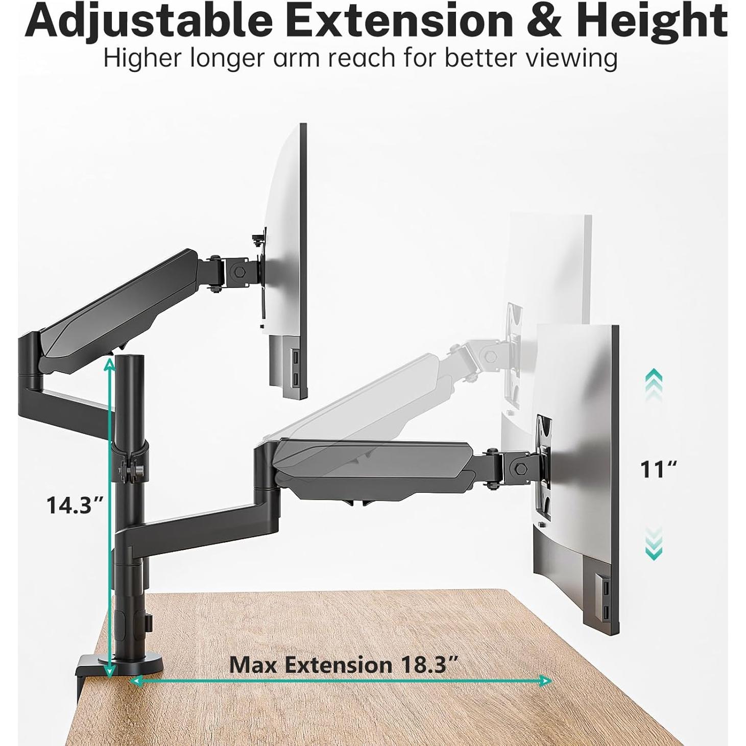Soporte Doble para Monitor WALI GSDM002 Ajustable 17-32"