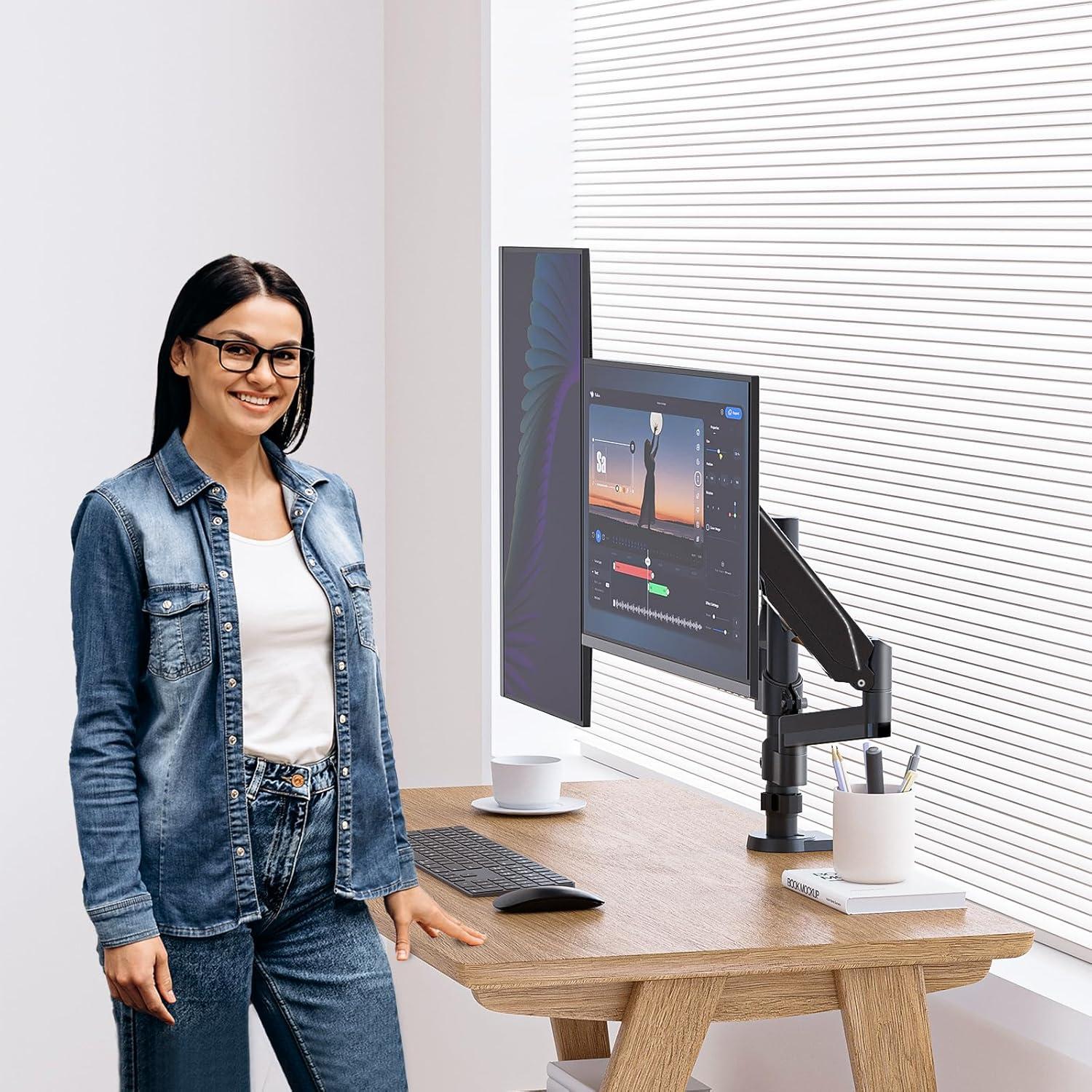 Soporte Doble para Monitor WALI GSDM002 Ajustable 17-32"