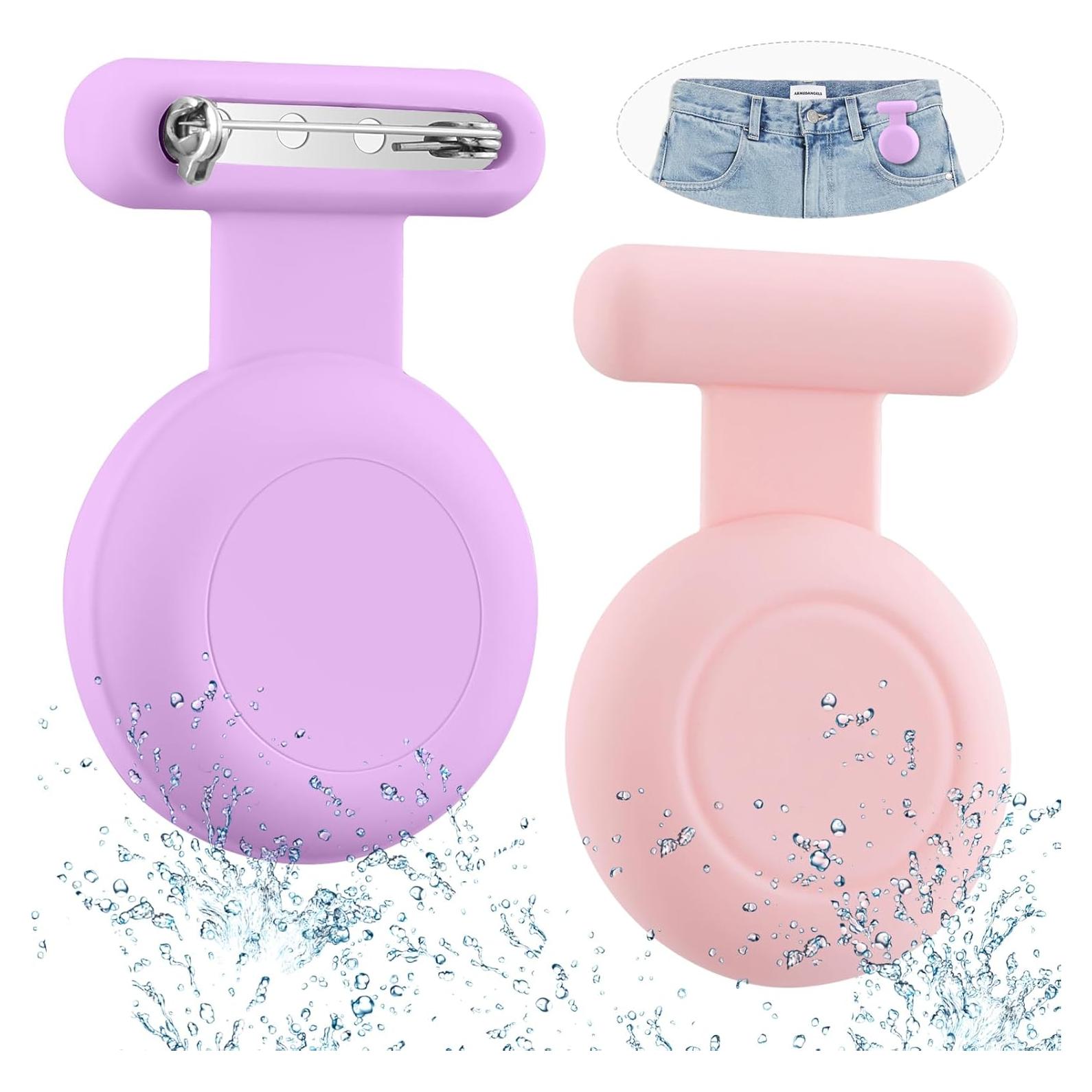 Soporte Impermeable AGMZ para AirTag - 2 Piezas, Rosa/Púrpura