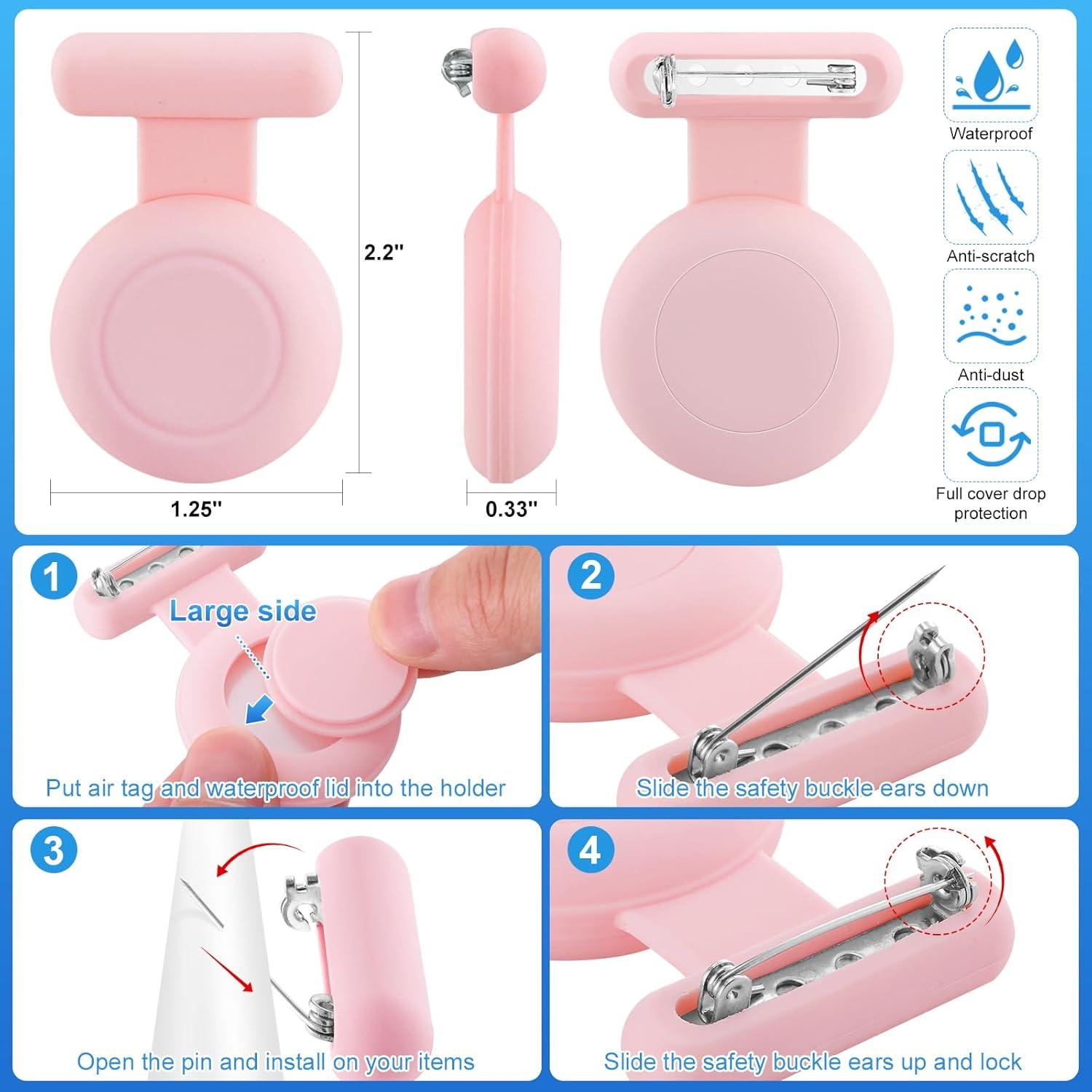 Soporte Impermeable AGMZ para AirTag - 2 Piezas, Rosa/Púrpura