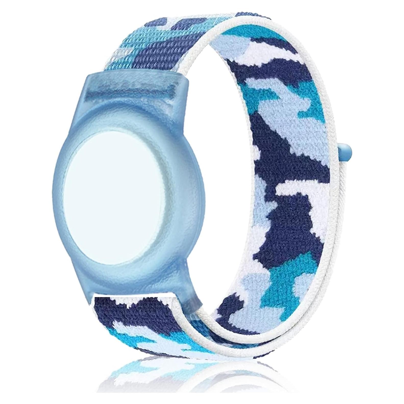 Pulsera Ajustable Nylon Camo para Apple AirTag - Azul Marino