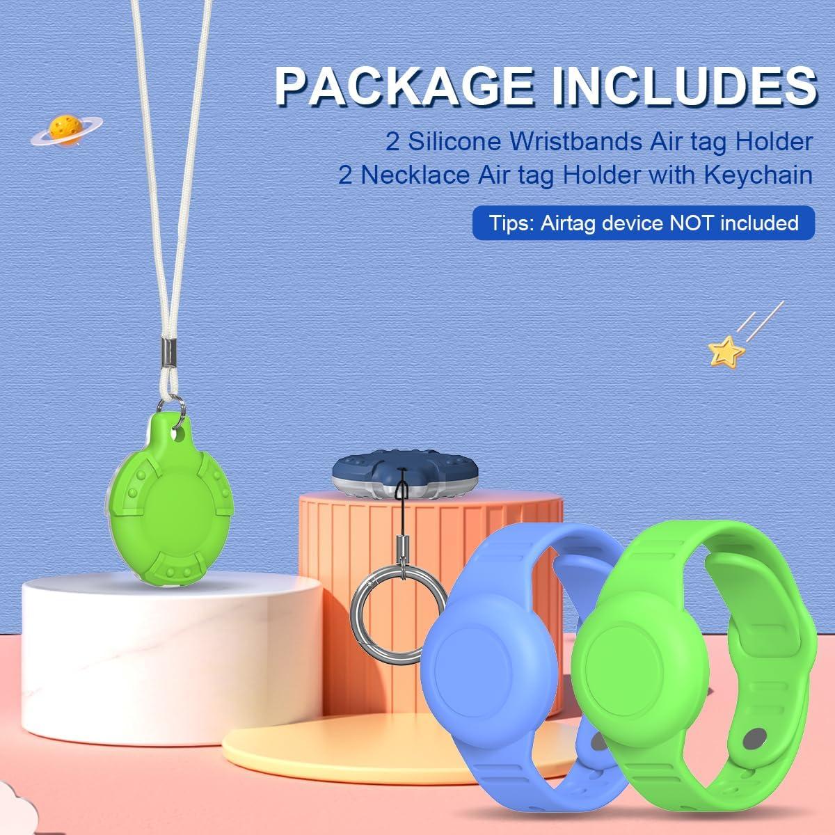 Paquete de 4 Pulseras y Collares AirTag TOLUOHU Niños