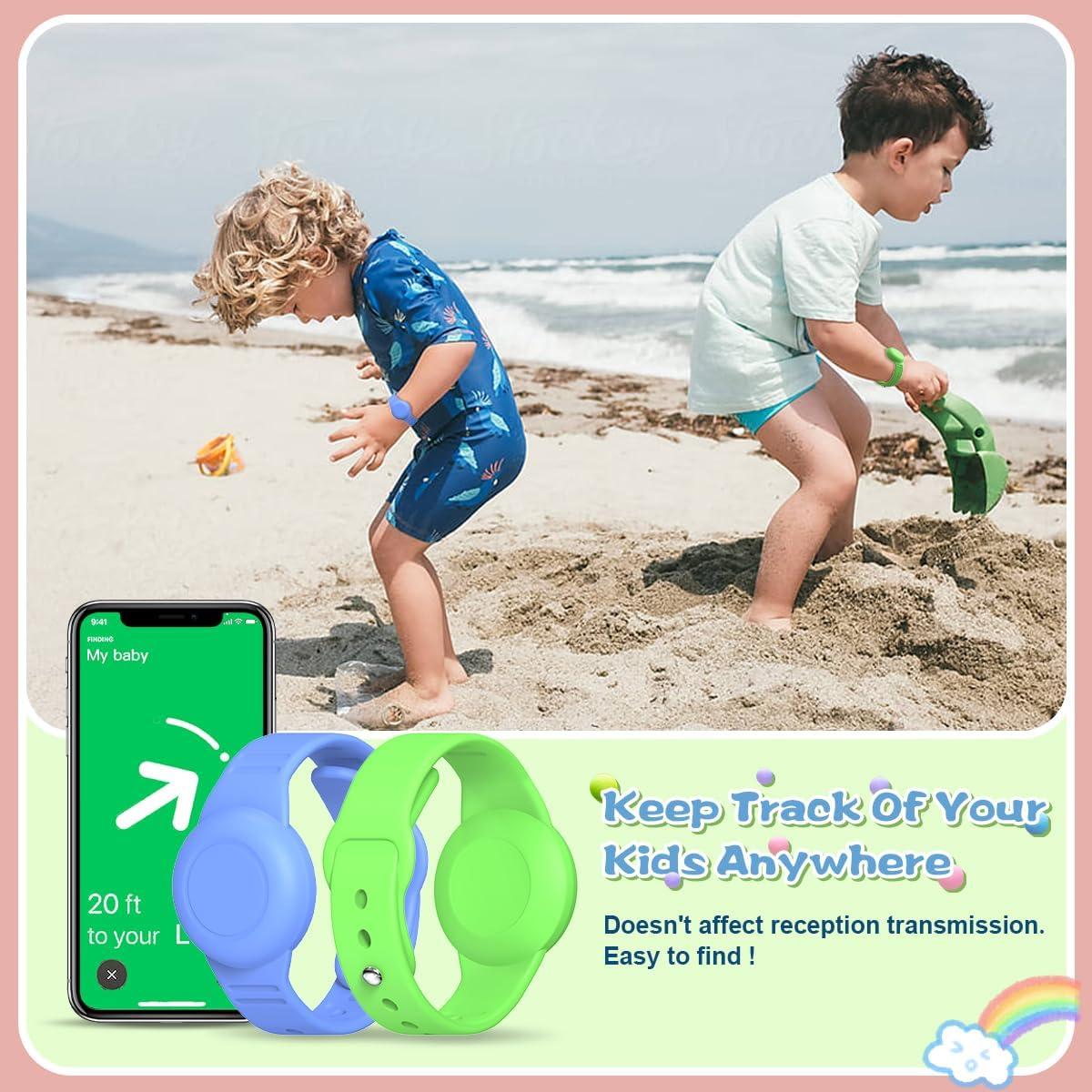 Paquete de 4 Pulseras y Collares AirTag TOLUOHU Niños