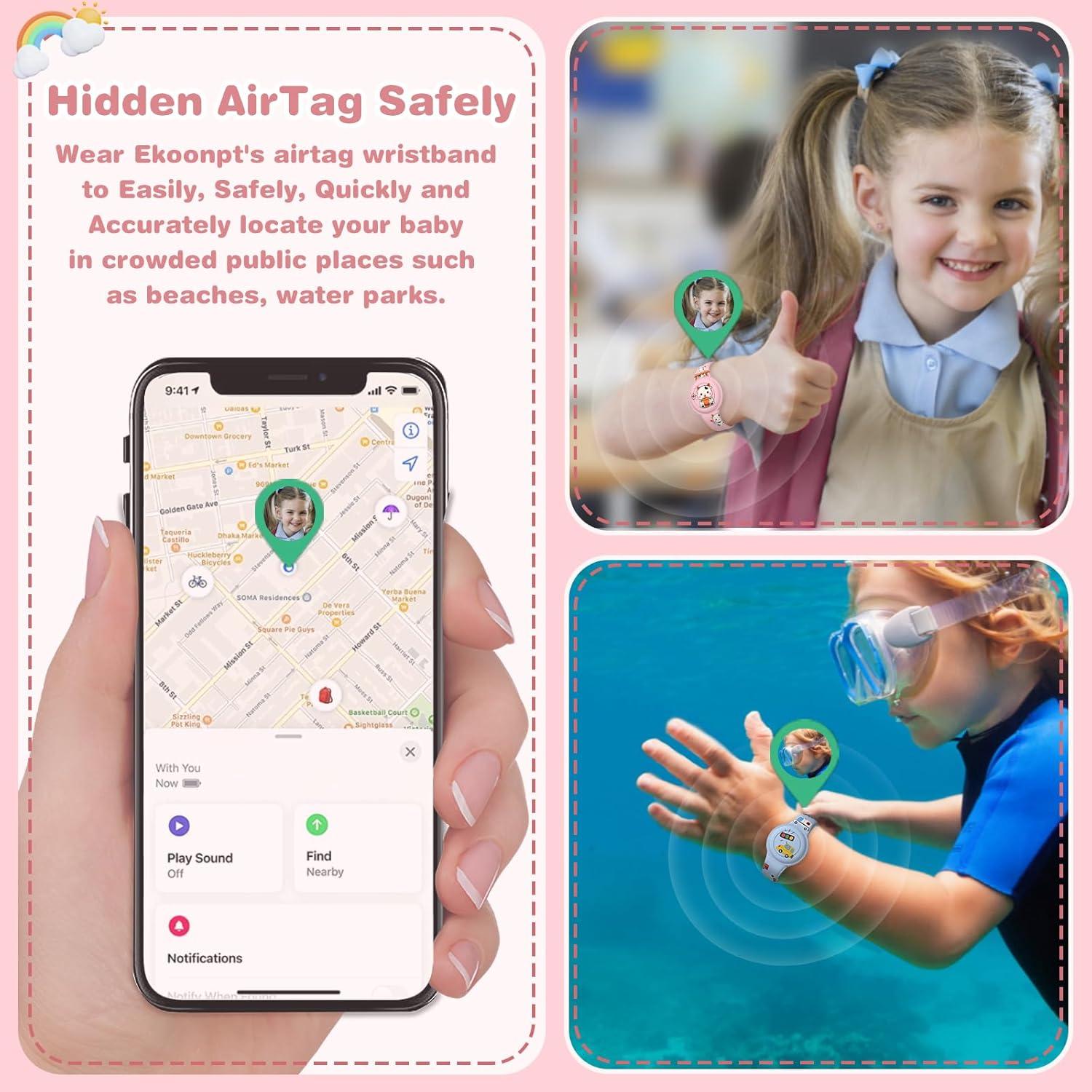 Pulsera Impermeable Ekoonpft para AirTag Niños Caricatura