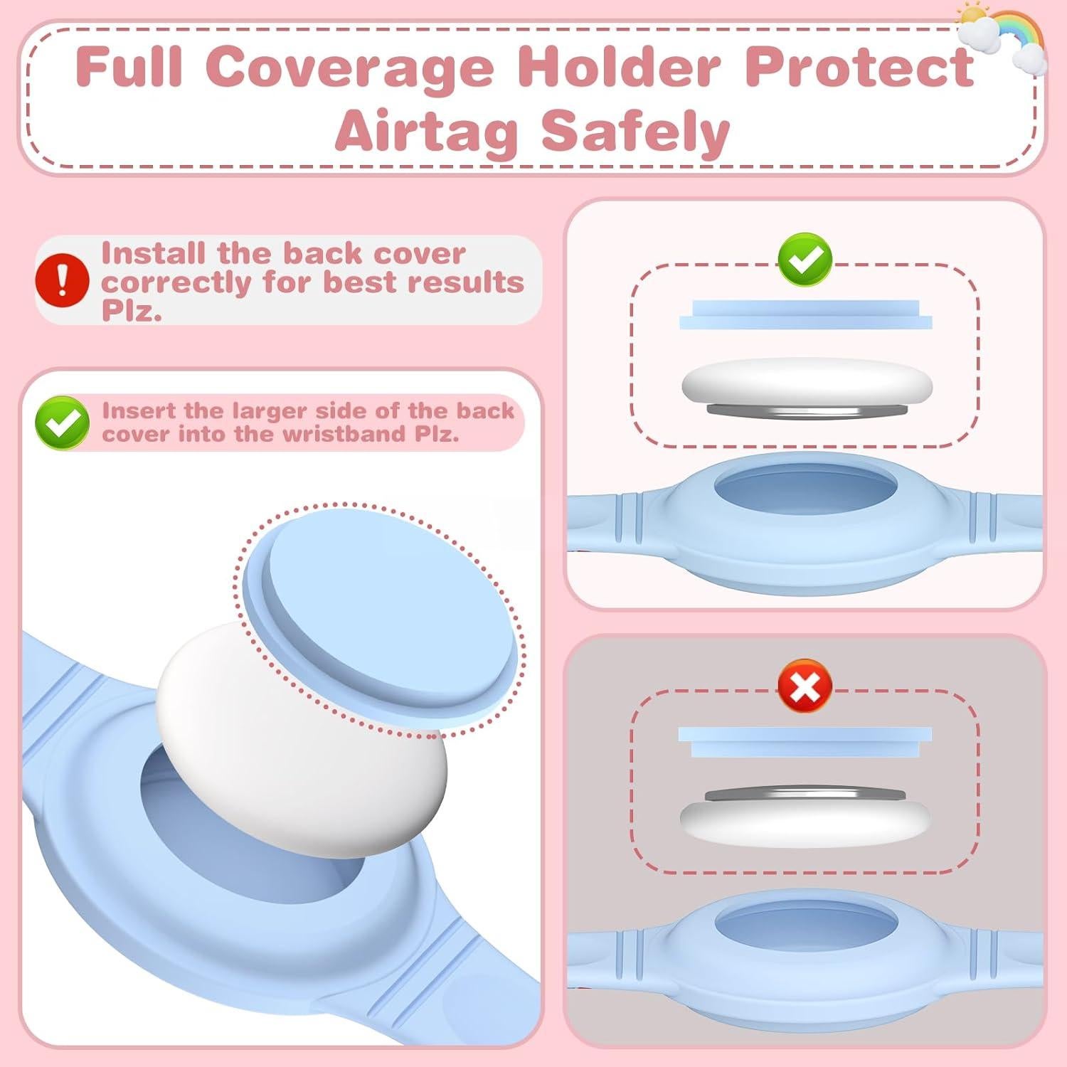 Pulsera Impermeable Ekoonpft para AirTag Niños Caricatura