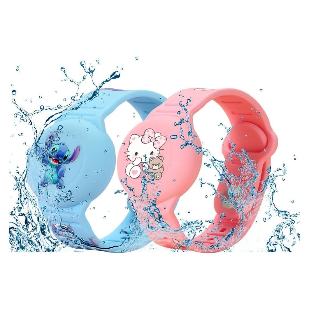 2 Pulseras Ajustables para AirTag Niños Silicona Impermeable