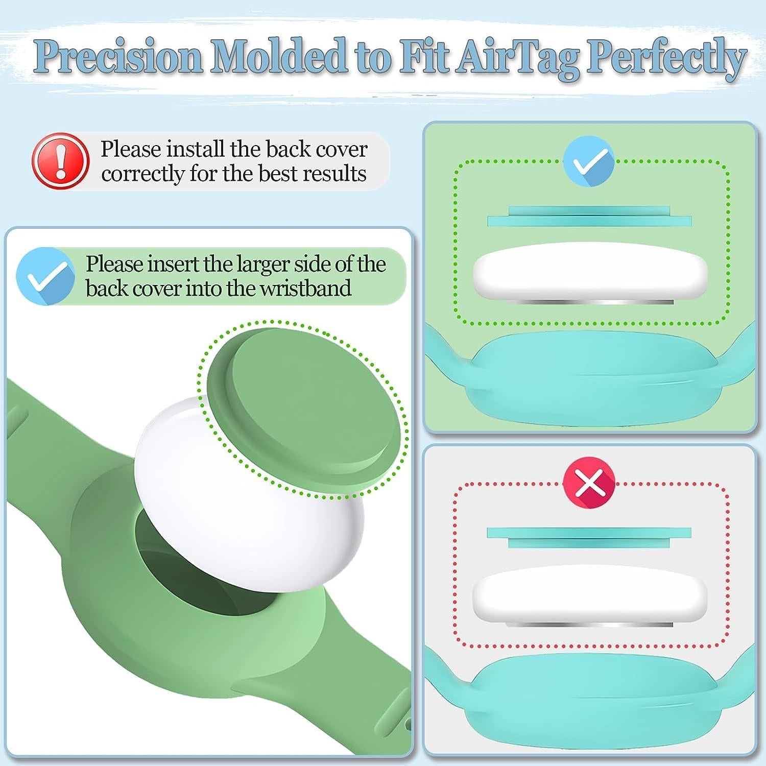 2 Pulseras Ajustables para AirTag Niños Silicona Impermeable