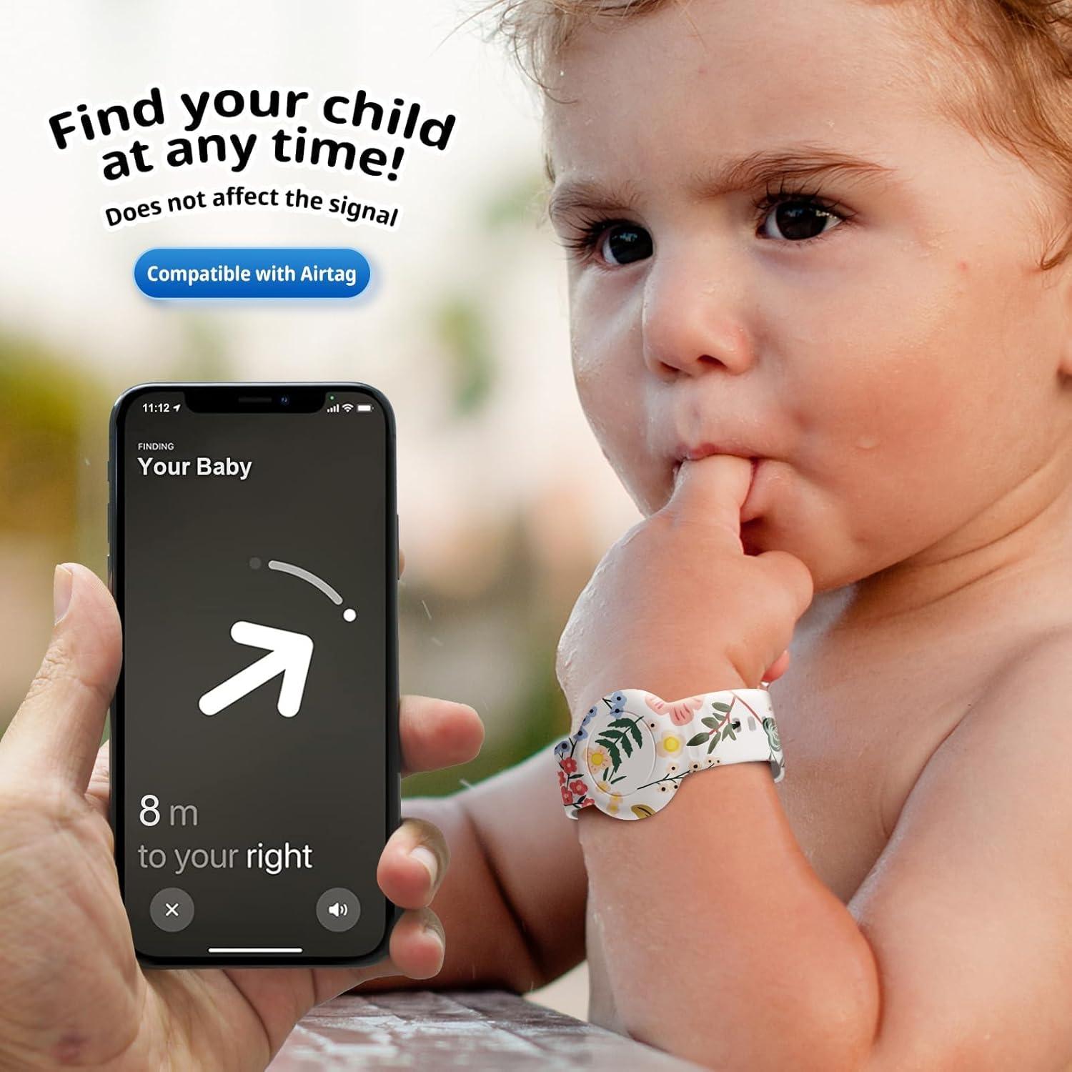 Pulsera para AirTag Foweroty Niños Impermeable Floral