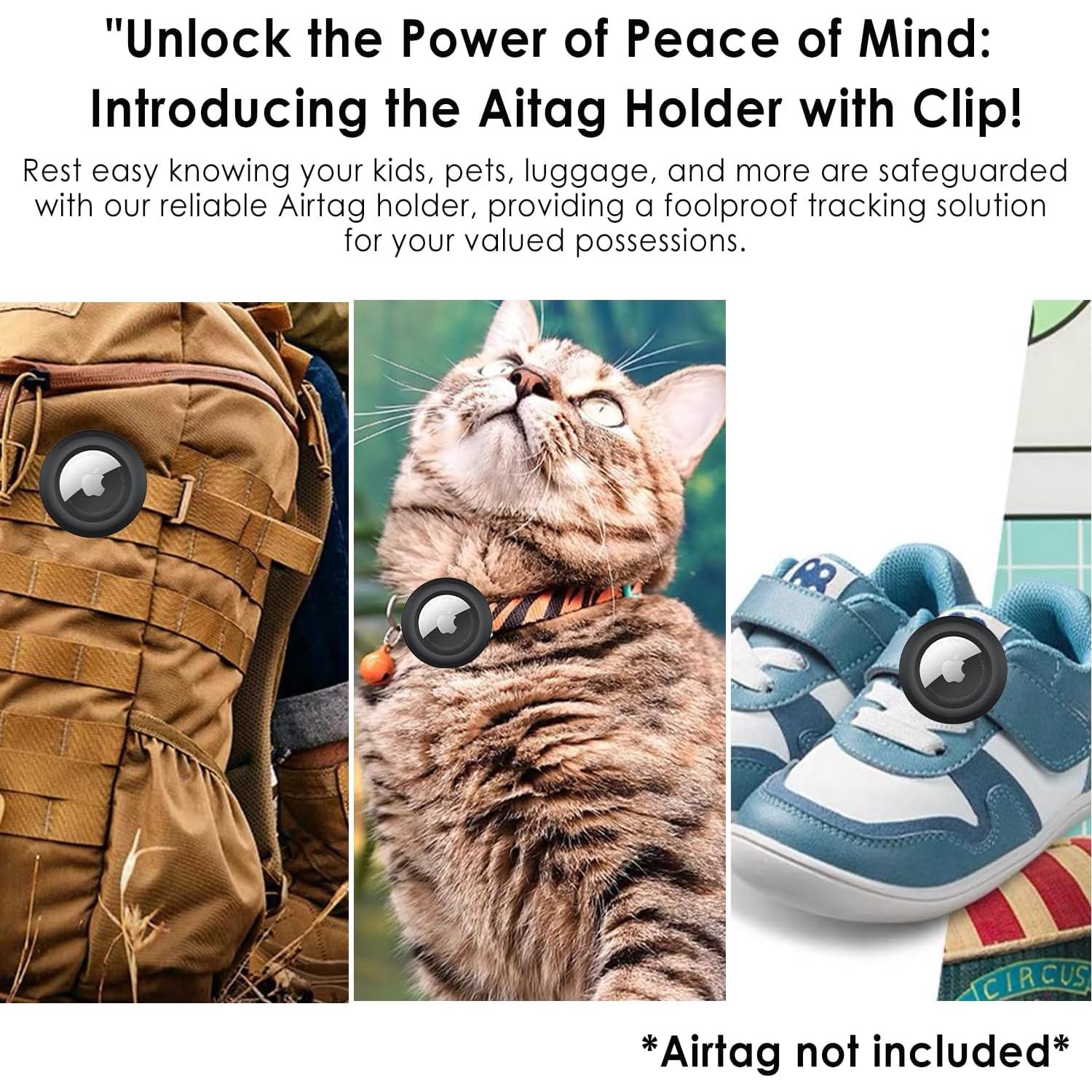 Soporte Airtag para Niños PALAMEDE Clip Negro Resistente