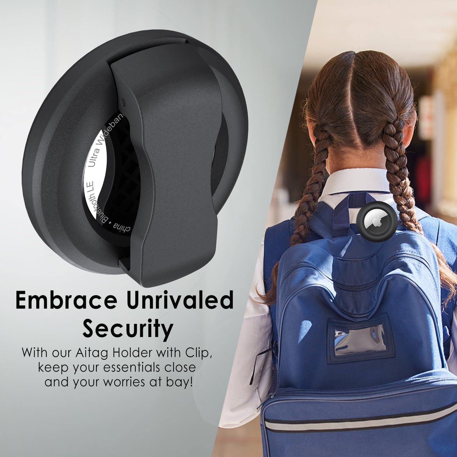 Soporte Airtag para Niños PALAMEDE Clip Negro Resistente