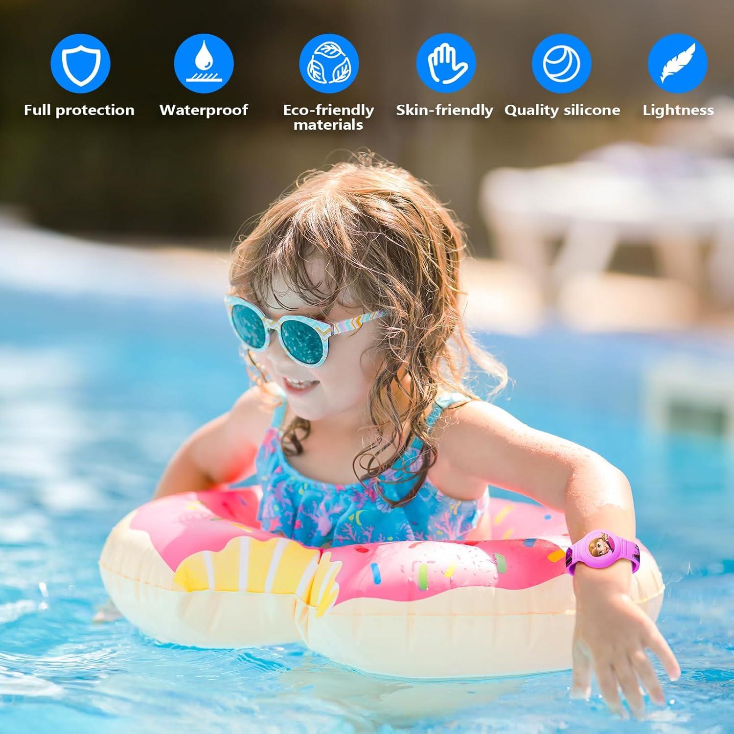 Pulsera Airtag Impermeable SlyCroko Niños Rosa y Púrpura