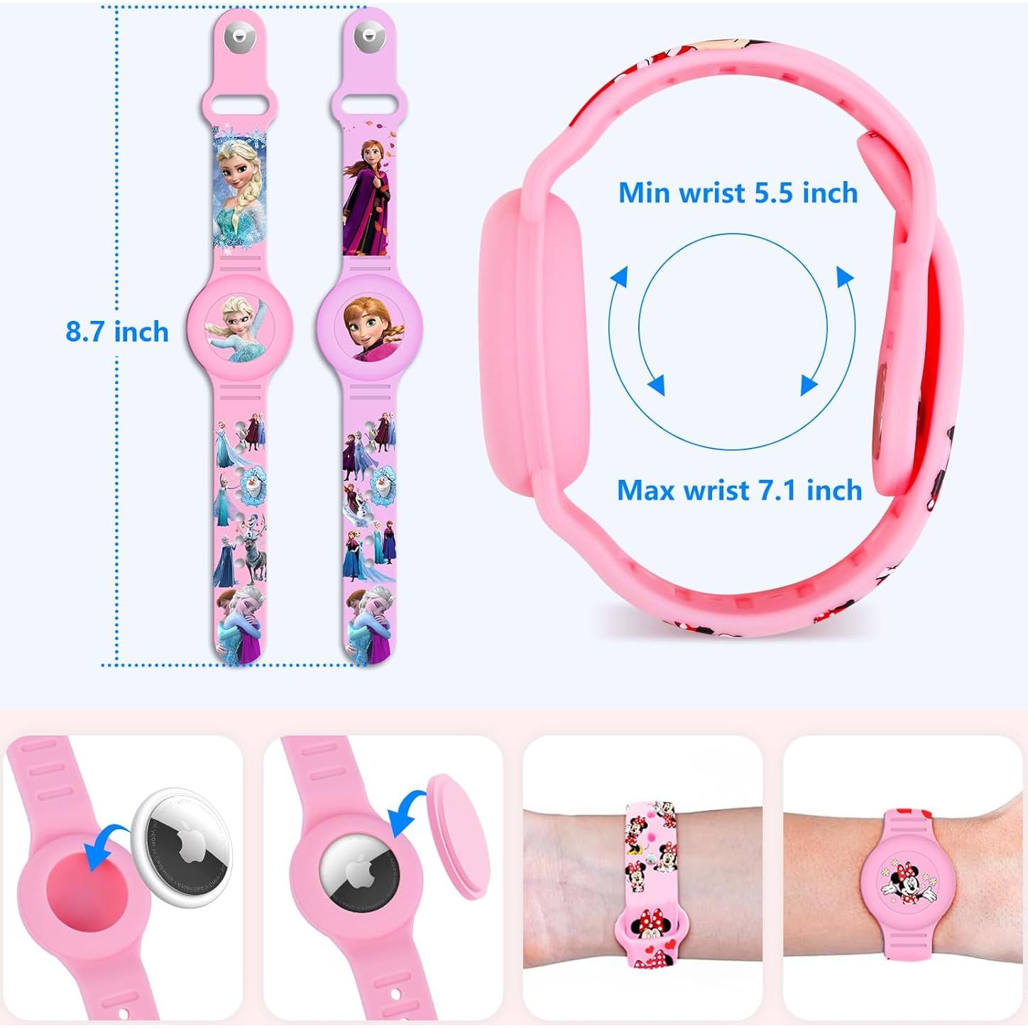 Pulsera Airtag Impermeable SlyCroko Niños Rosa y Púrpura