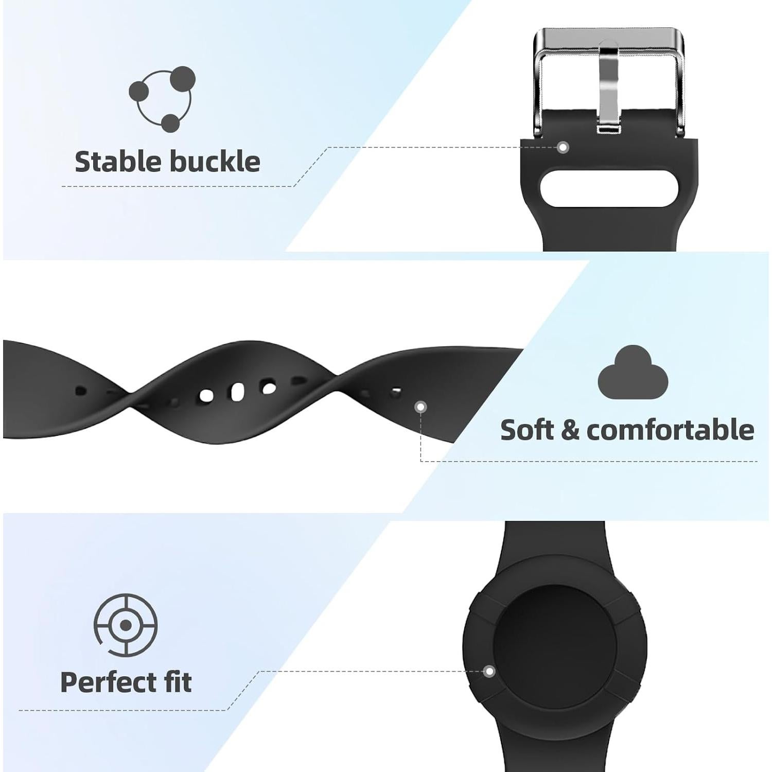 Pulsera de Silicona NewJourney para AirTag - Ajustable Negro