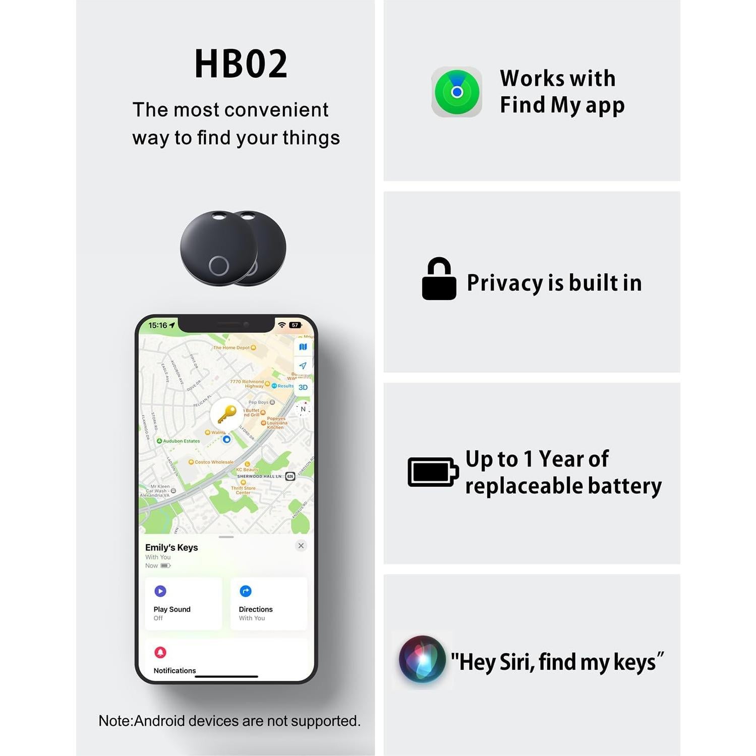 Rastreador Bluetooth Reyke Smart Tag - Localizador de Equipaje IP67, 2 Unidades