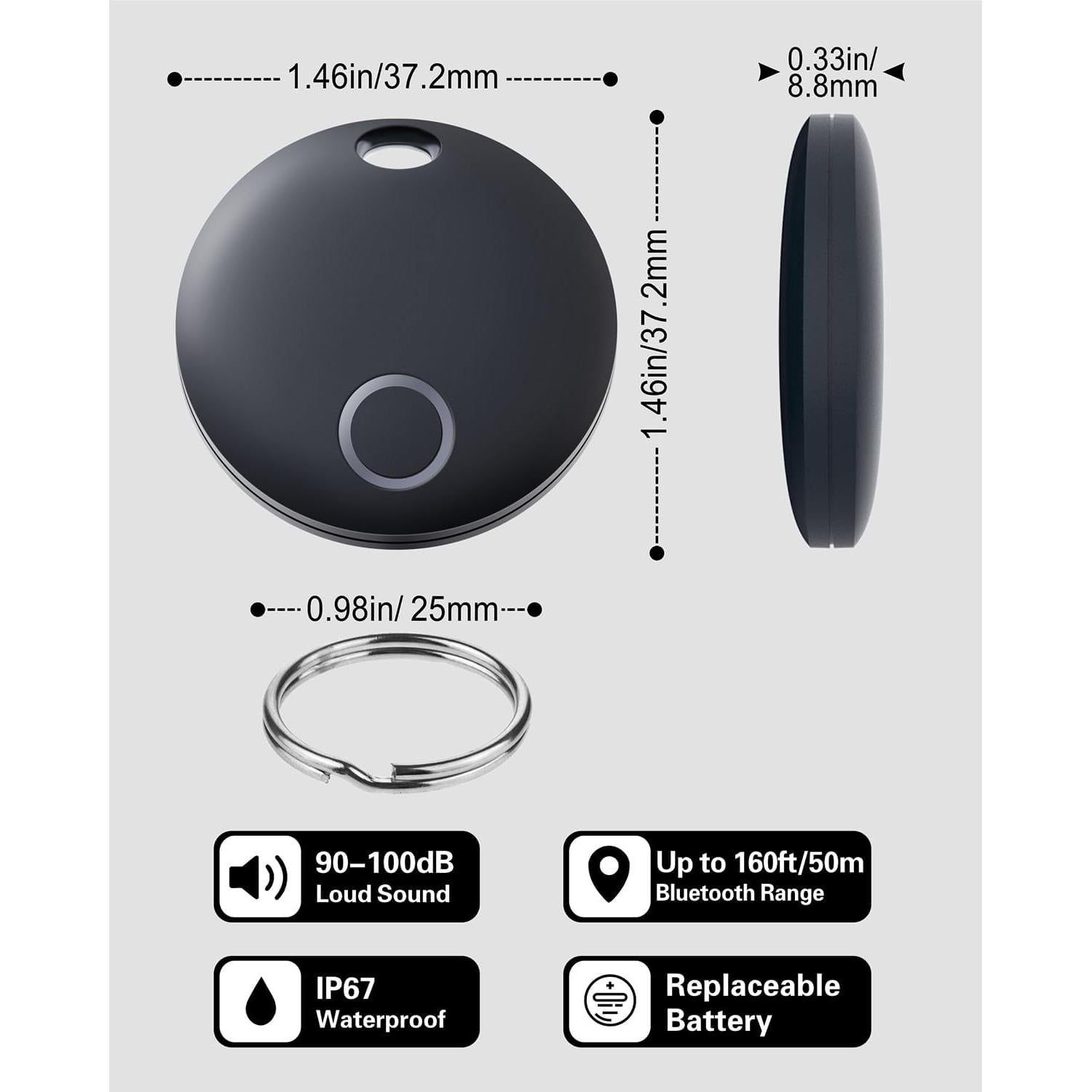 Rastreador Bluetooth Reyke Smart Tag - Localizador de Equipaje IP67, 2 Unidades