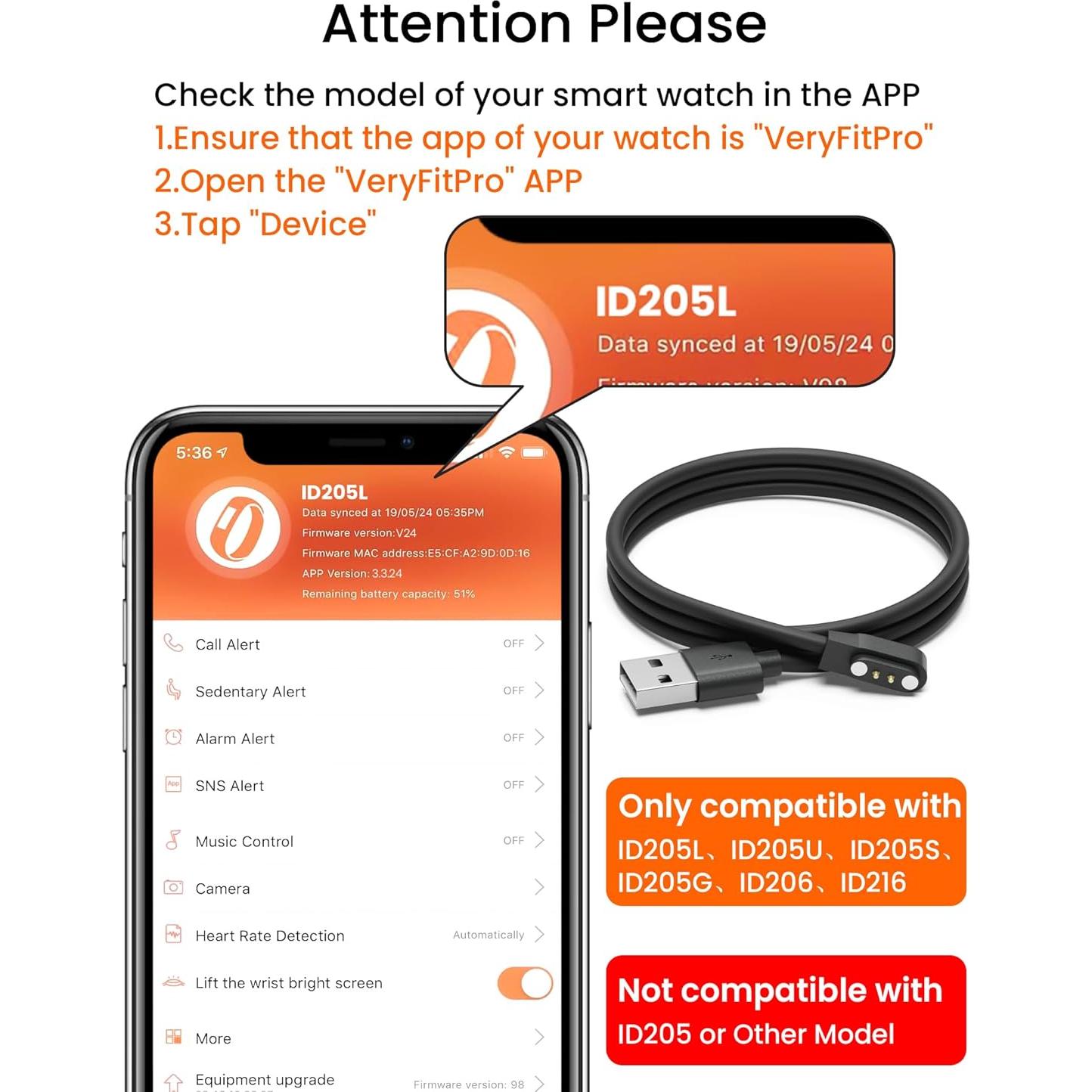 Cargador Magnético Sinoacc para Reloj Inteligente 1m