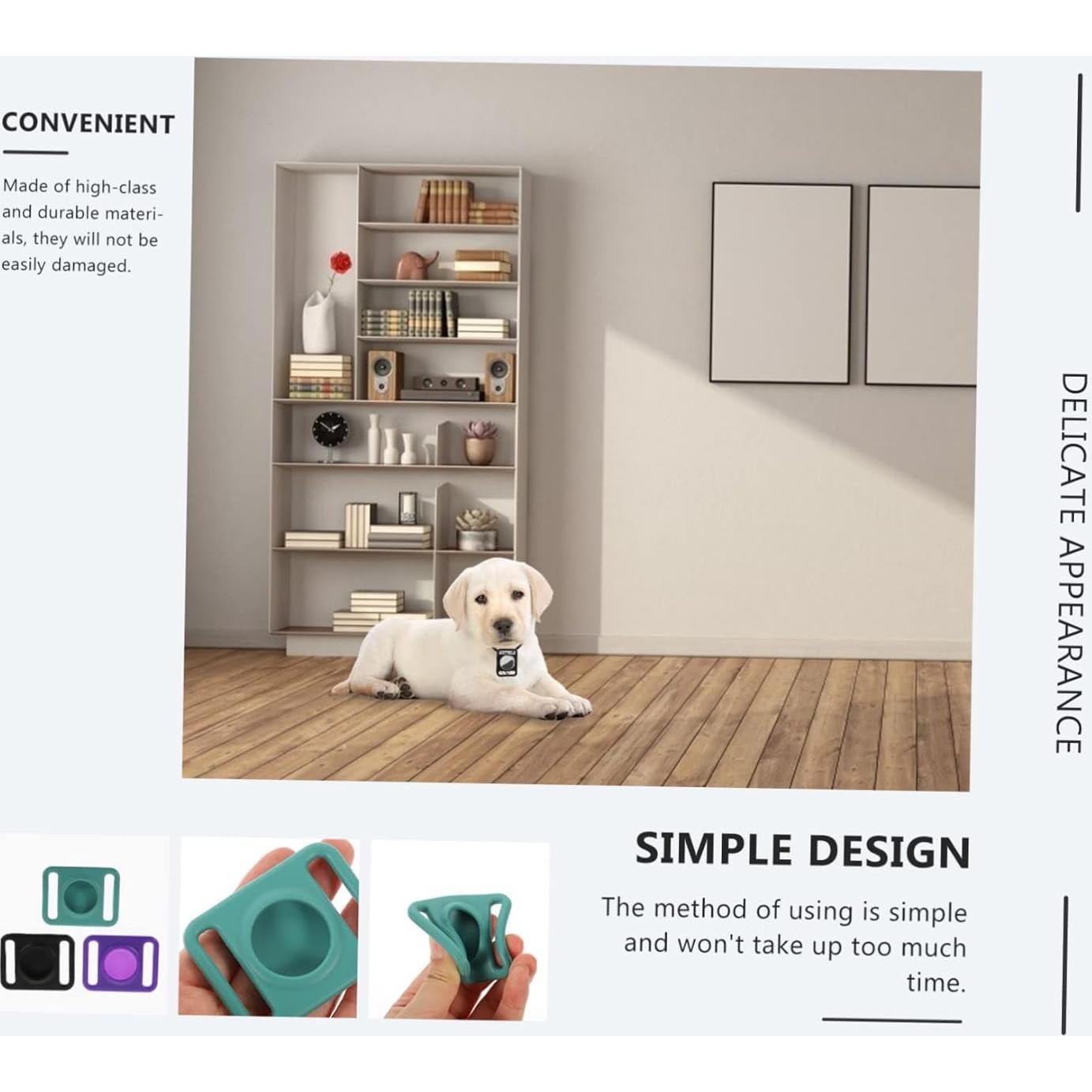 HOMSFOU Air Tag Case Pet Sleeve Protective Cover for Air Tag Silicone Easy to Install Dog Friendly