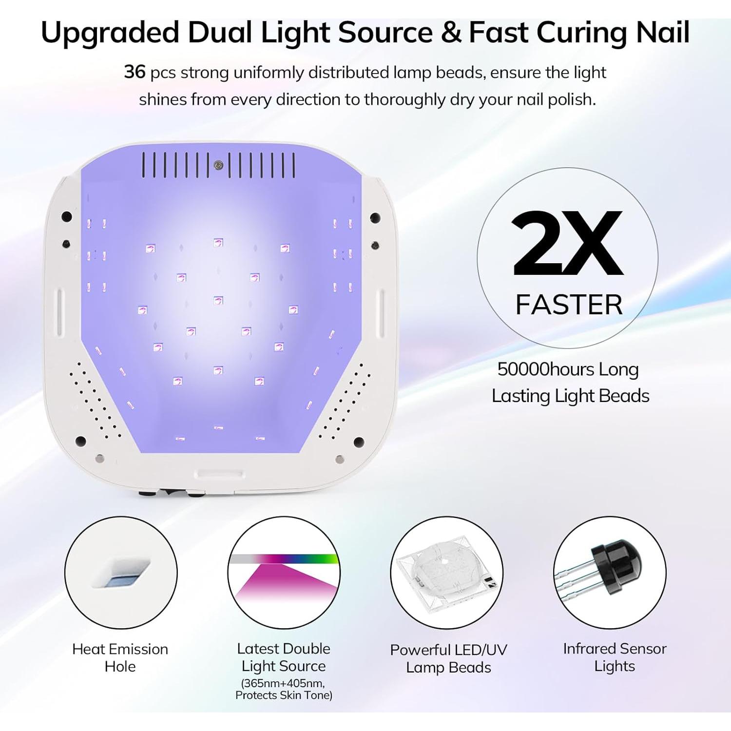 Lámpara de Uñas UV LED Lavinda 54W Inalámbrica con Temporizador