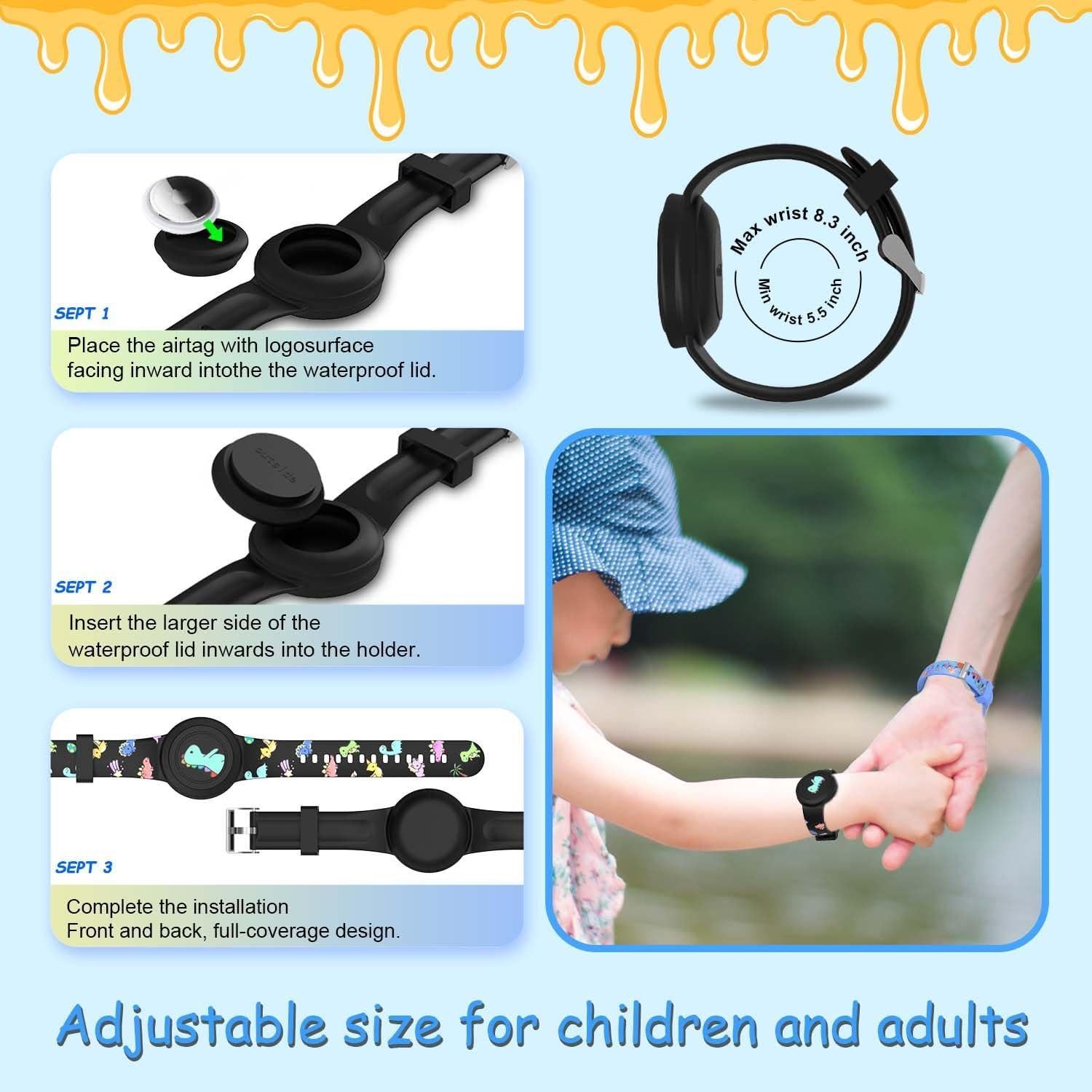 2 Pulseras de Silicona para AirTag Niños BIQIRE Impermeables