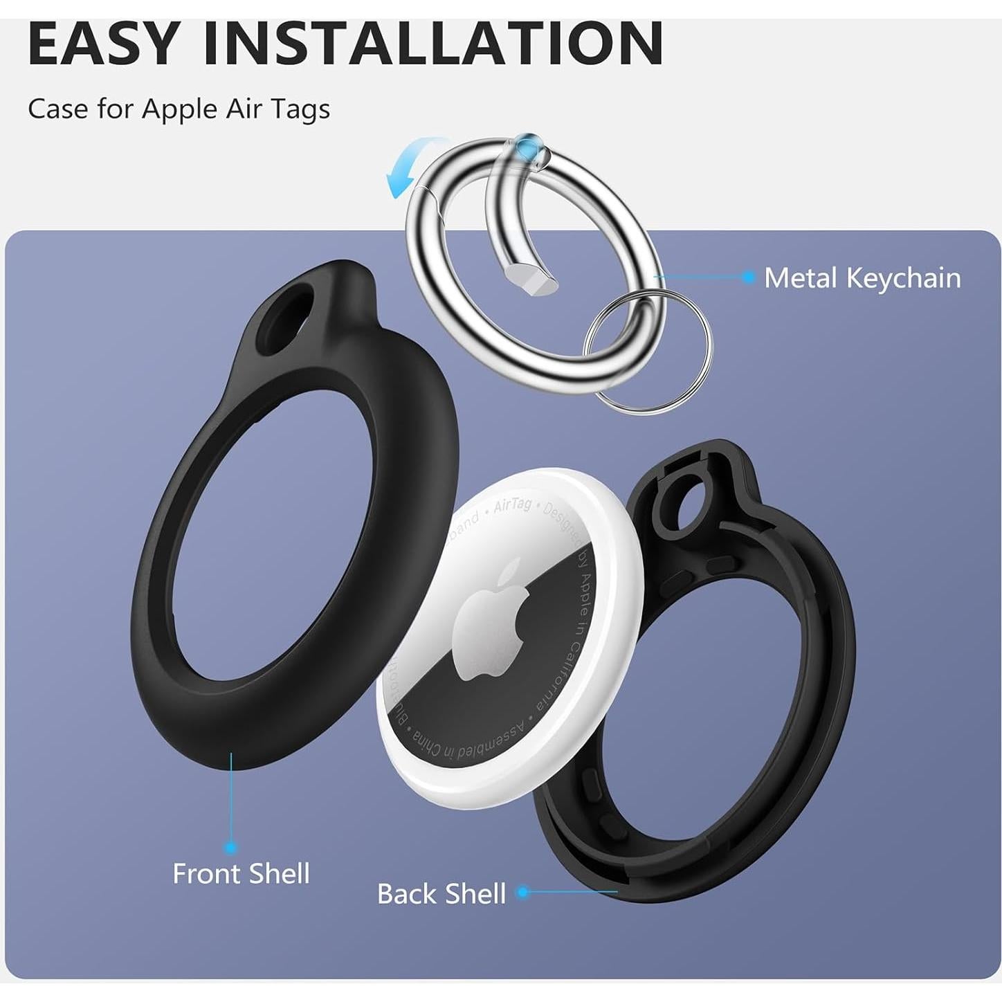 Funda protectora Maledan para AirTag con llavero 4 Pack