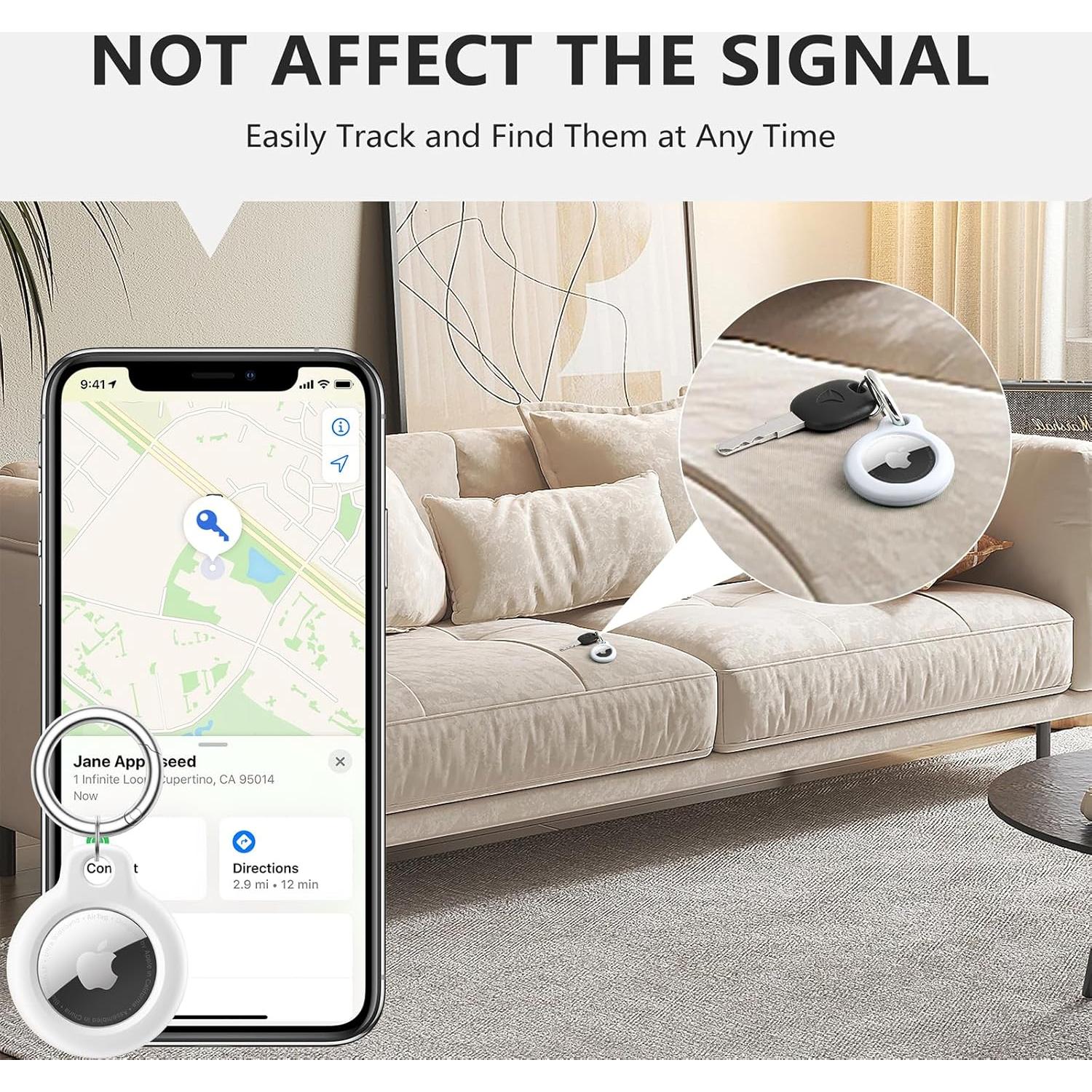 Funda protectora Maledan para AirTag con llavero 4 Pack