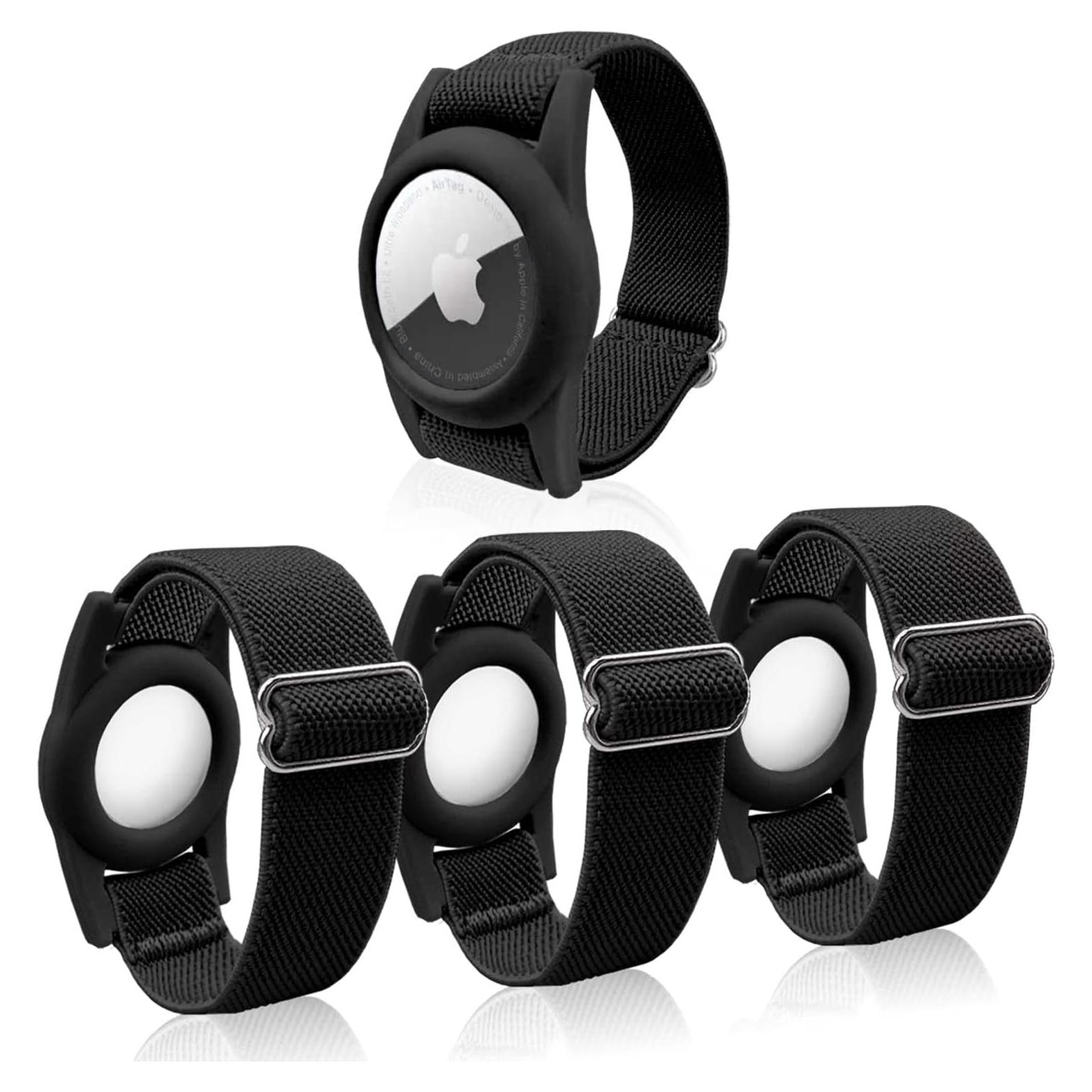 Paquete de 4 pulseras Airtag ThingsBag para niños Negro