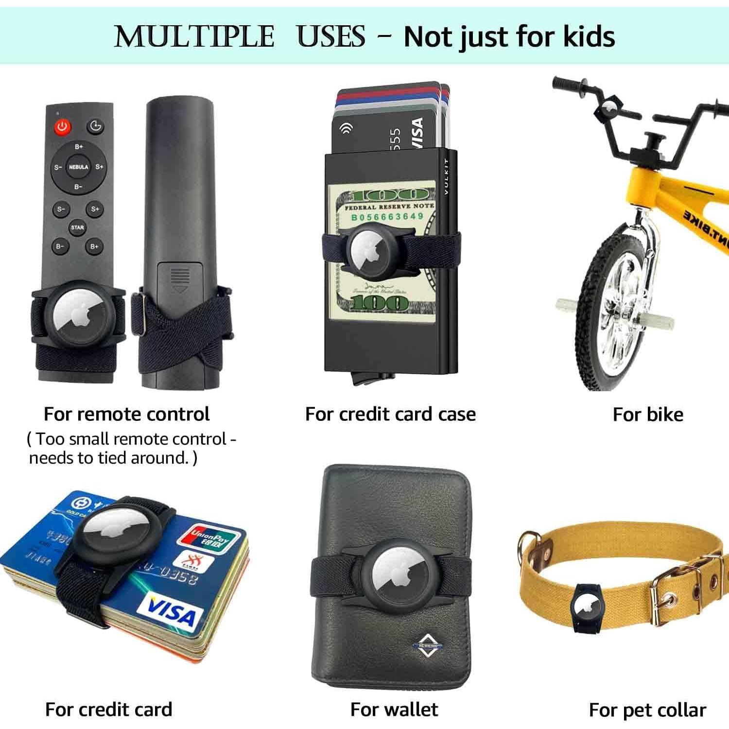 Paquete de 4 pulseras Airtag ThingsBag para niños Negro