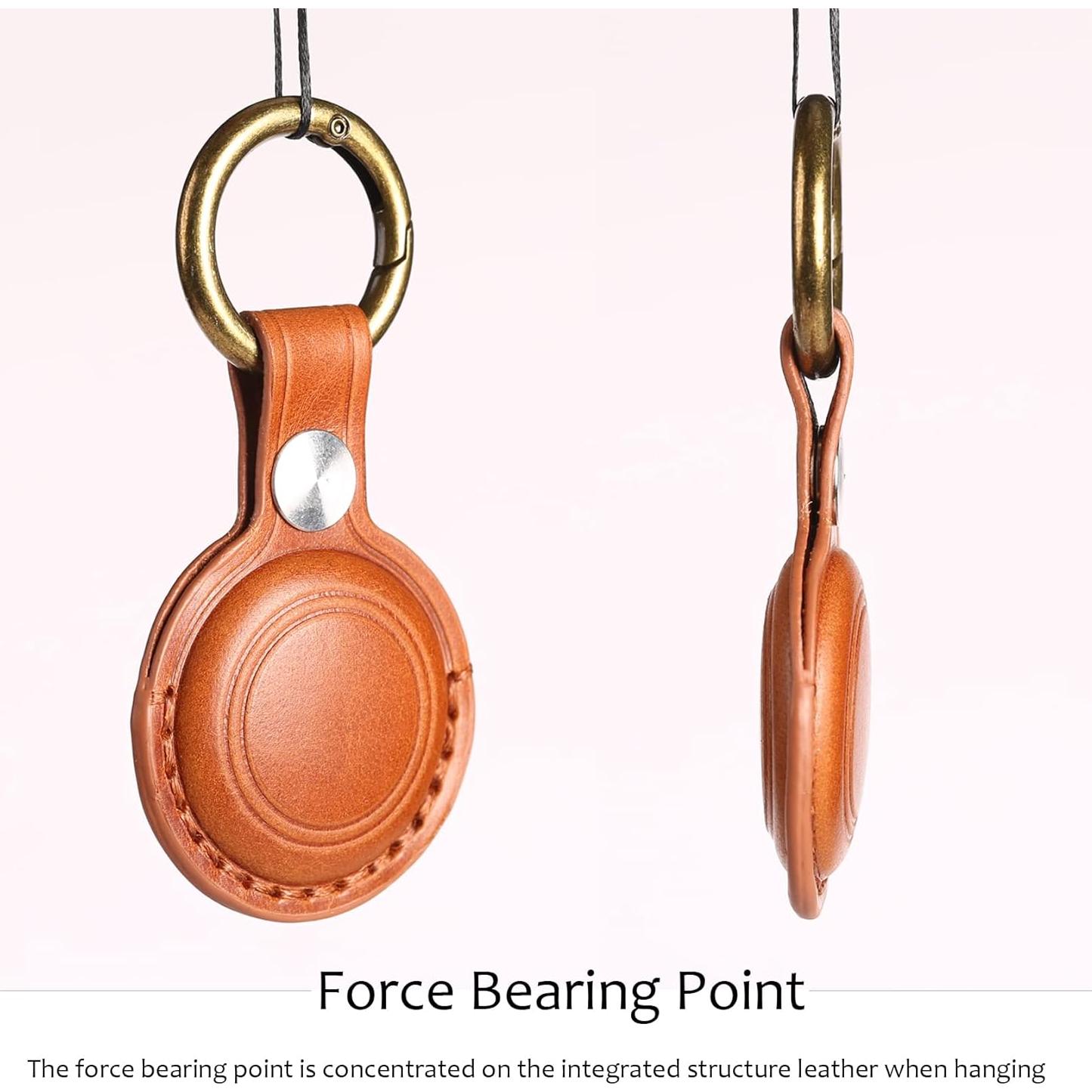 Soporte de cuero genuino KEEPXYZ para AirTag - Marrón