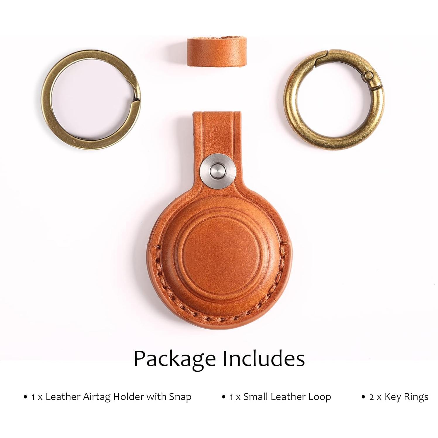 Soporte de cuero genuino KEEPXYZ para AirTag - Marrón