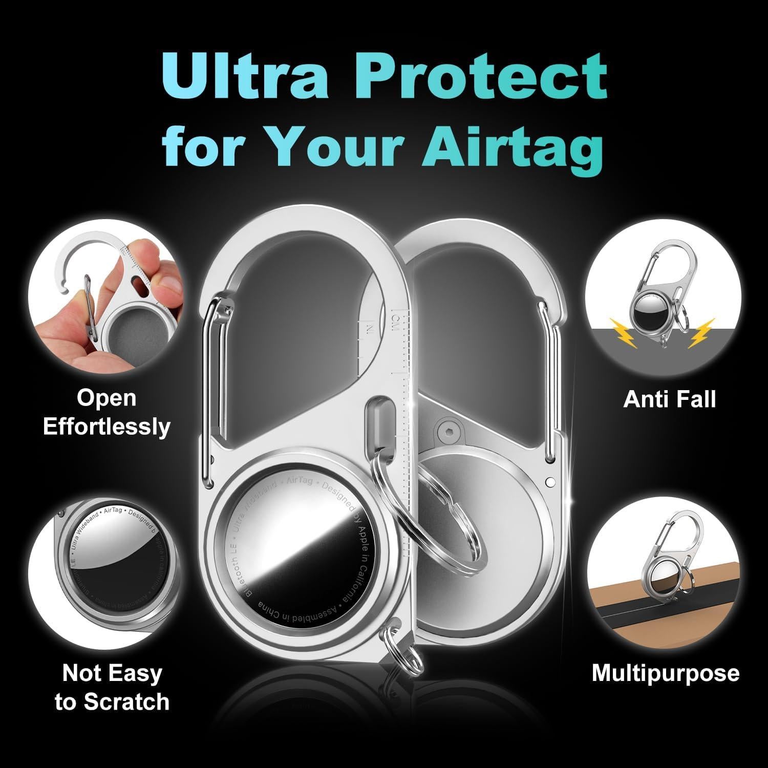 Funda metálica para AirTag KEIVIWO con mosquetón y abridor