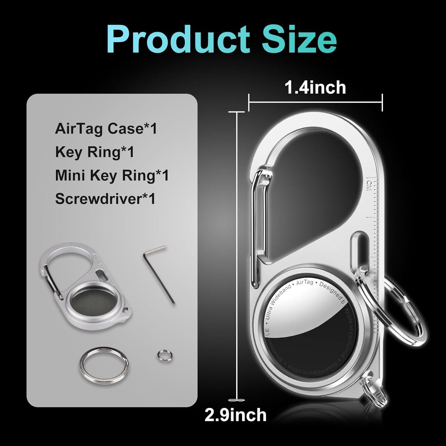 Funda metálica para AirTag KEIVIWO con mosquetón y abridor