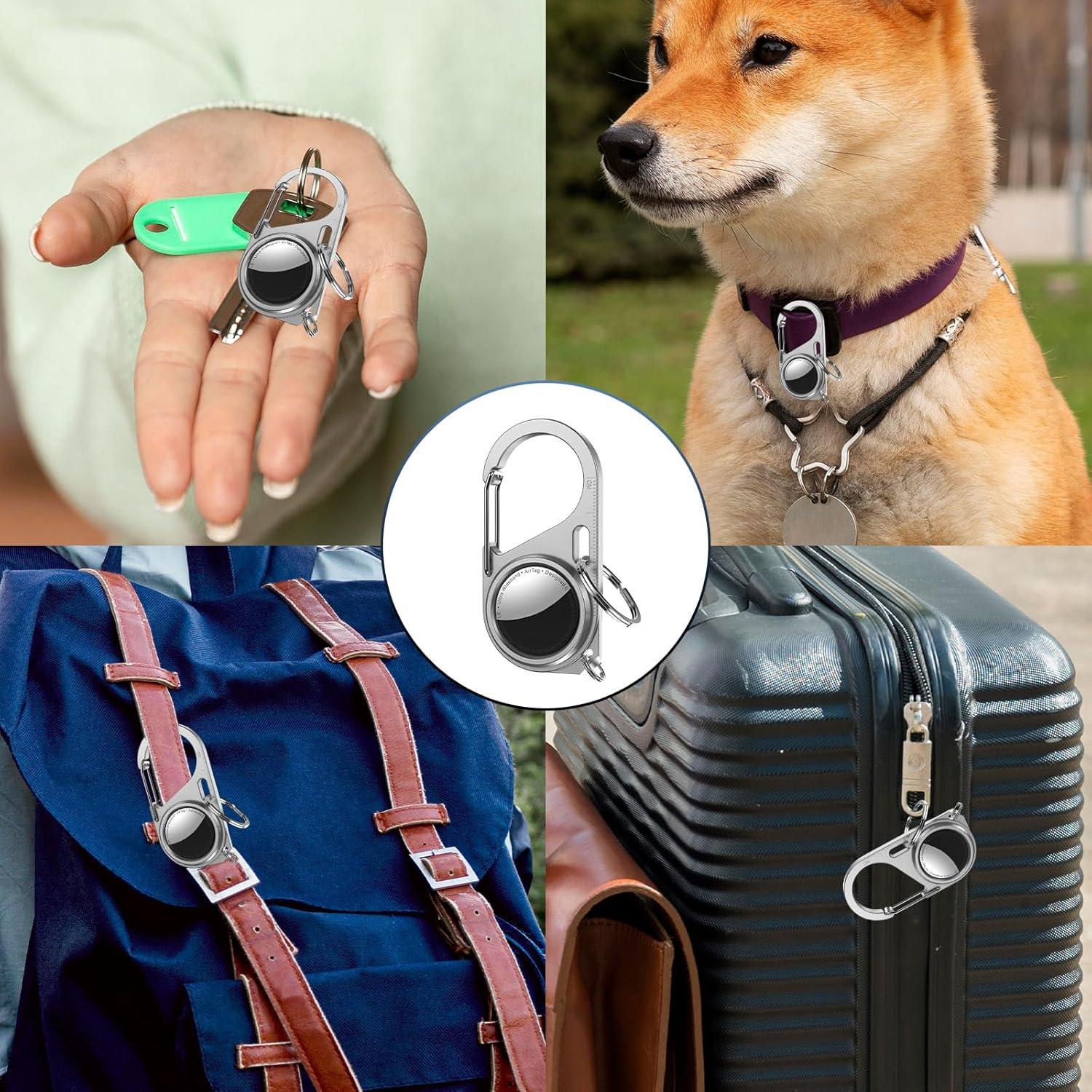 Funda metálica para AirTag KEIVIWO con mosquetón y abridor