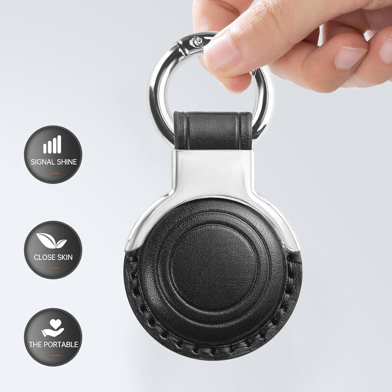 Funda de Cuero Genuino MOLOSLEEVE para Apple AirTag Negro