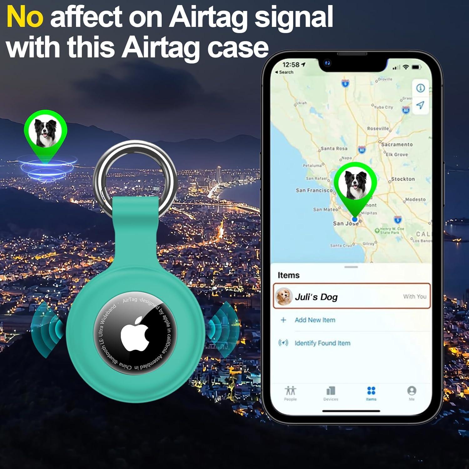 Funda Impermeable Lanteso para AirTag - Verde, PC y Silicona