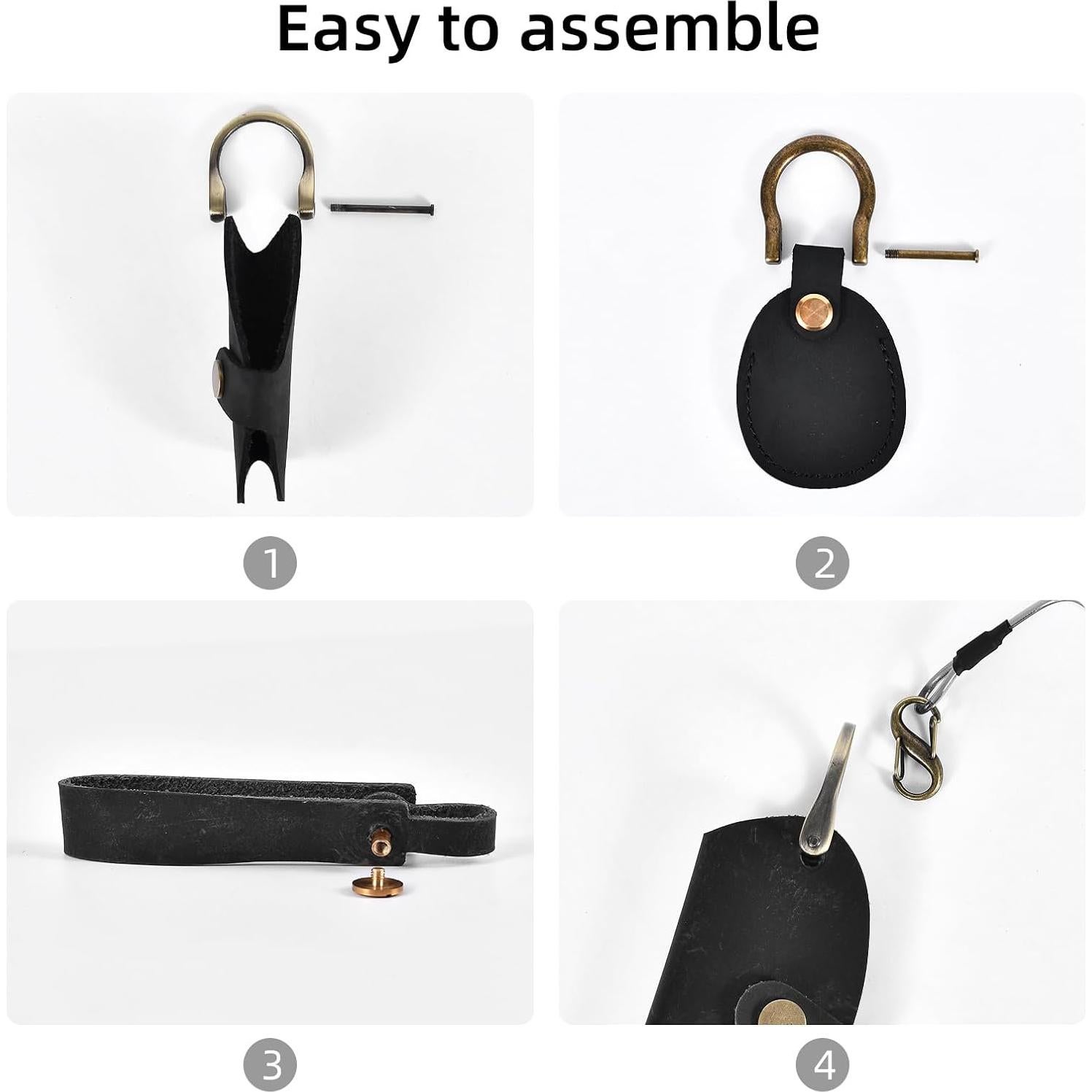 Llavero de Cuero Genuino Marrón con Soporte para AirTag