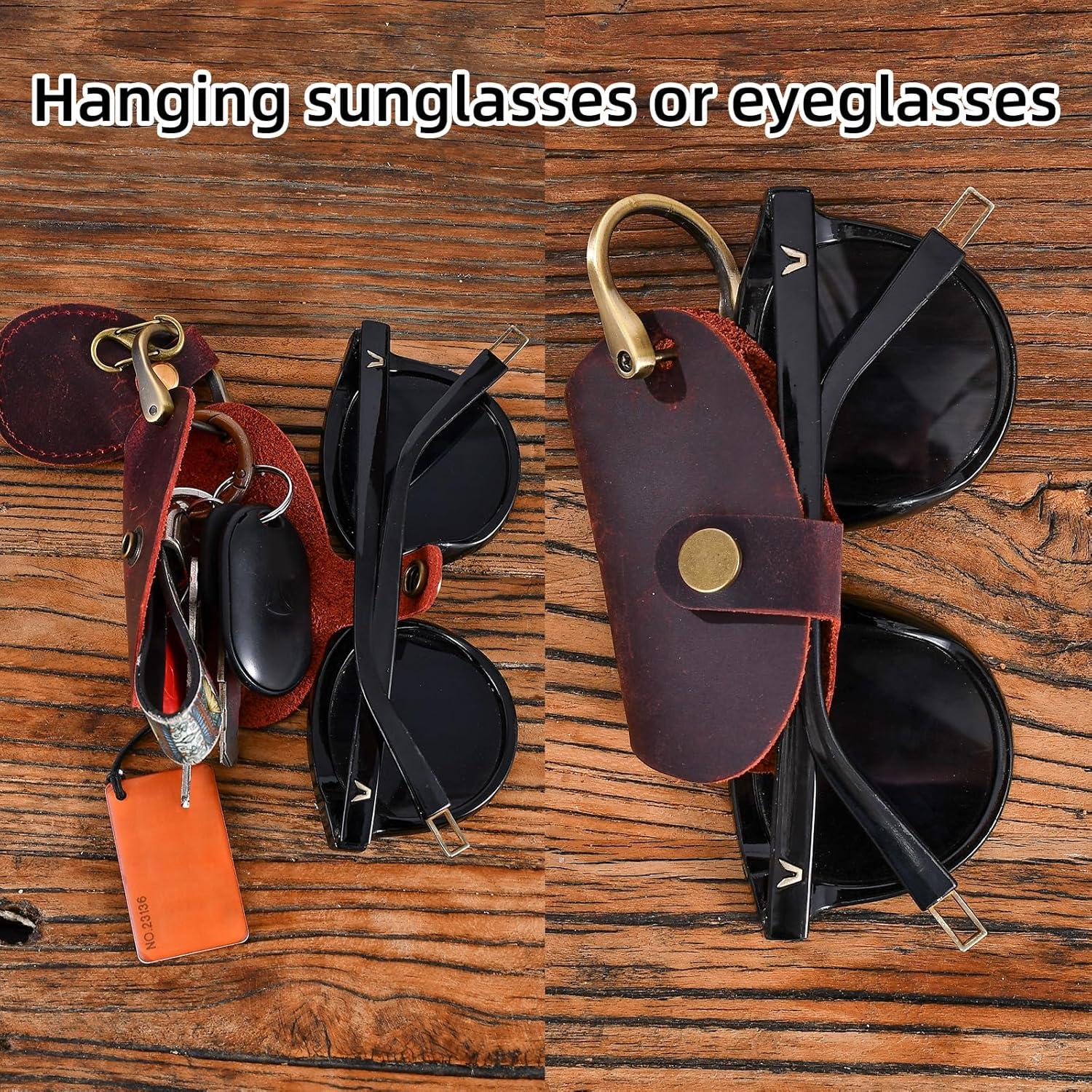 Llavero de Cuero Genuino Marrón con Soporte para AirTag