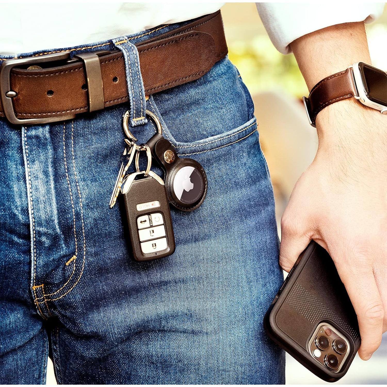 Funda para llavero AirTag Case-Mate - Cuero vegano Negro