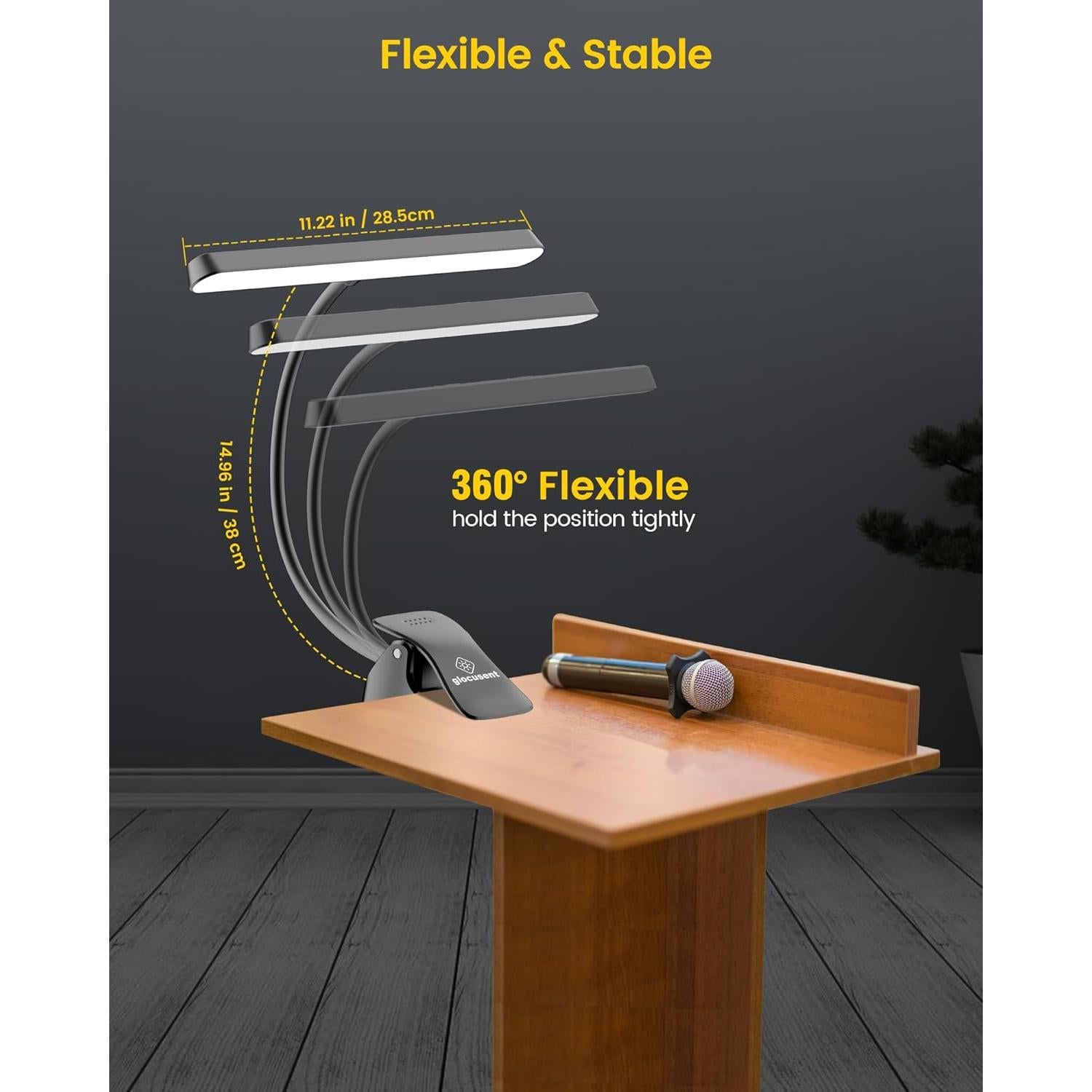 Luz de Atril Musical Glocusent A16, 57 LEDs, Recargable USB-C