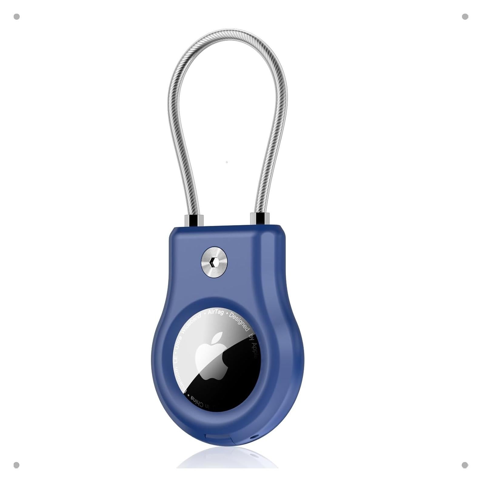 Soporte para llavero AirTag Gliship Azul con cable seguro